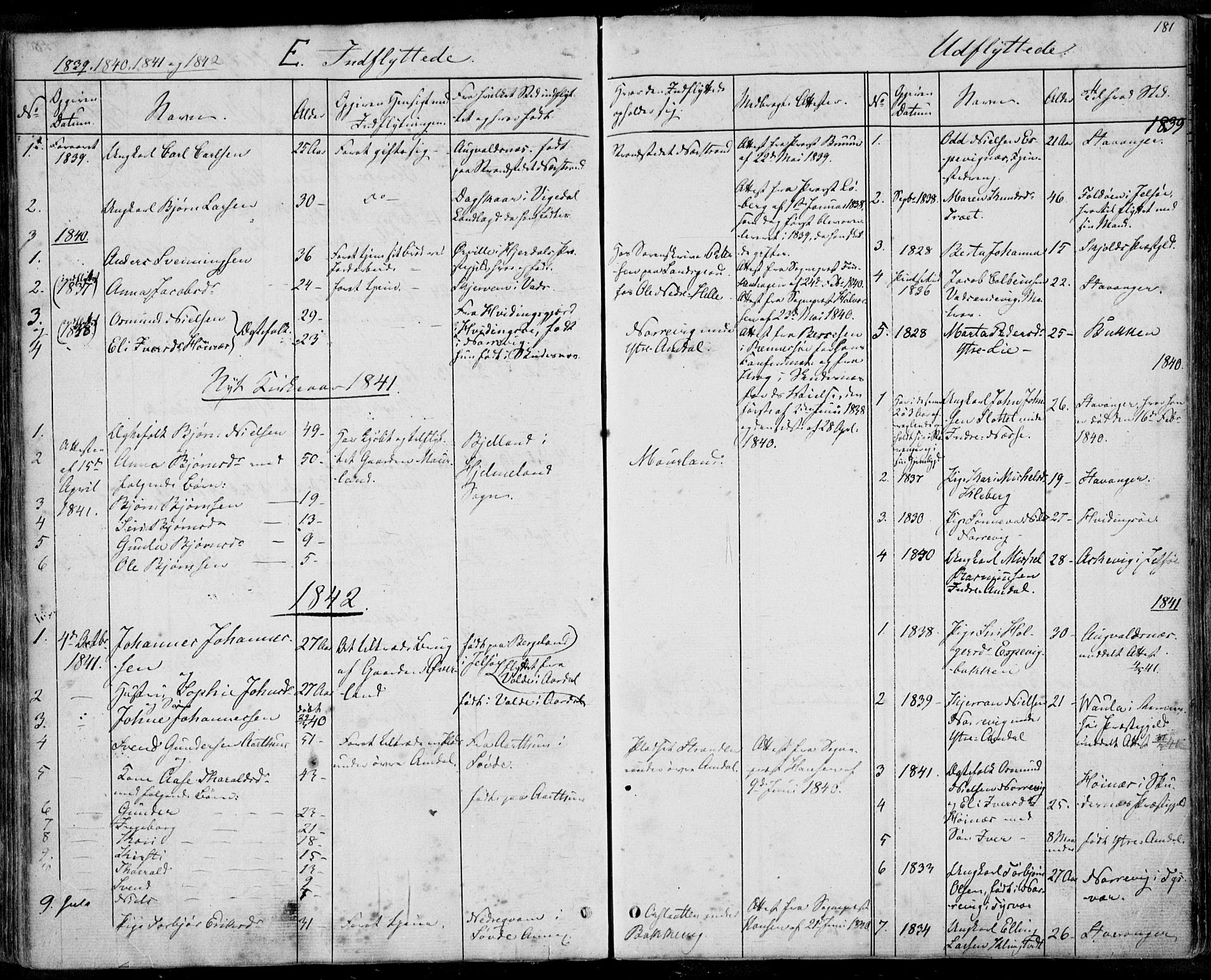 Nedstrand sokneprestkontor, AV/SAST-A-101841/01/IV: Parish register (official) no. A 8, 1839-1860, p. 181