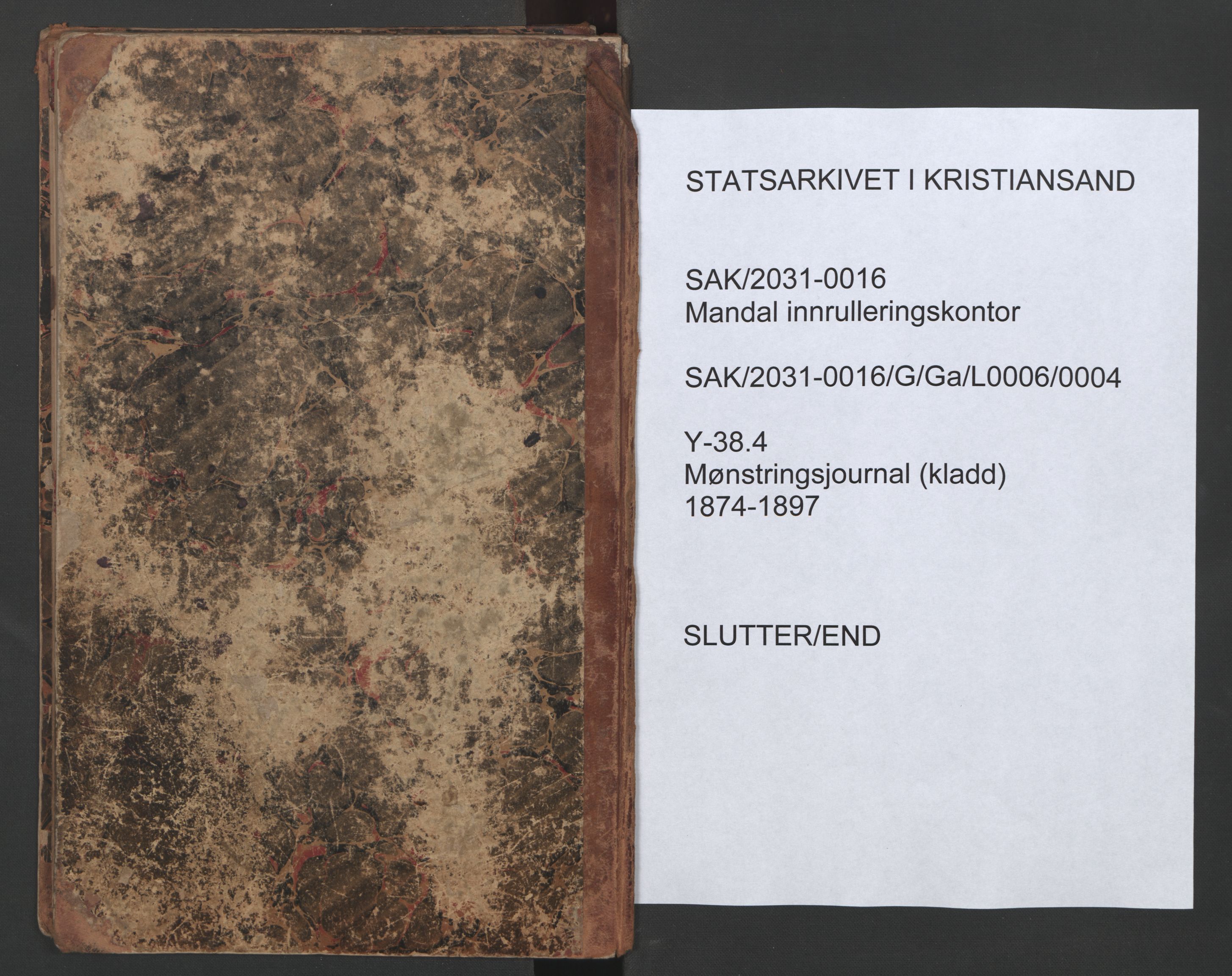 Mandal mønstringskrets, SAK/2031-0016/G/Ga/L0006/0004: Mønstring, Y-38 / Mønstringsjournal (kladd), 1874-1897, p. 82