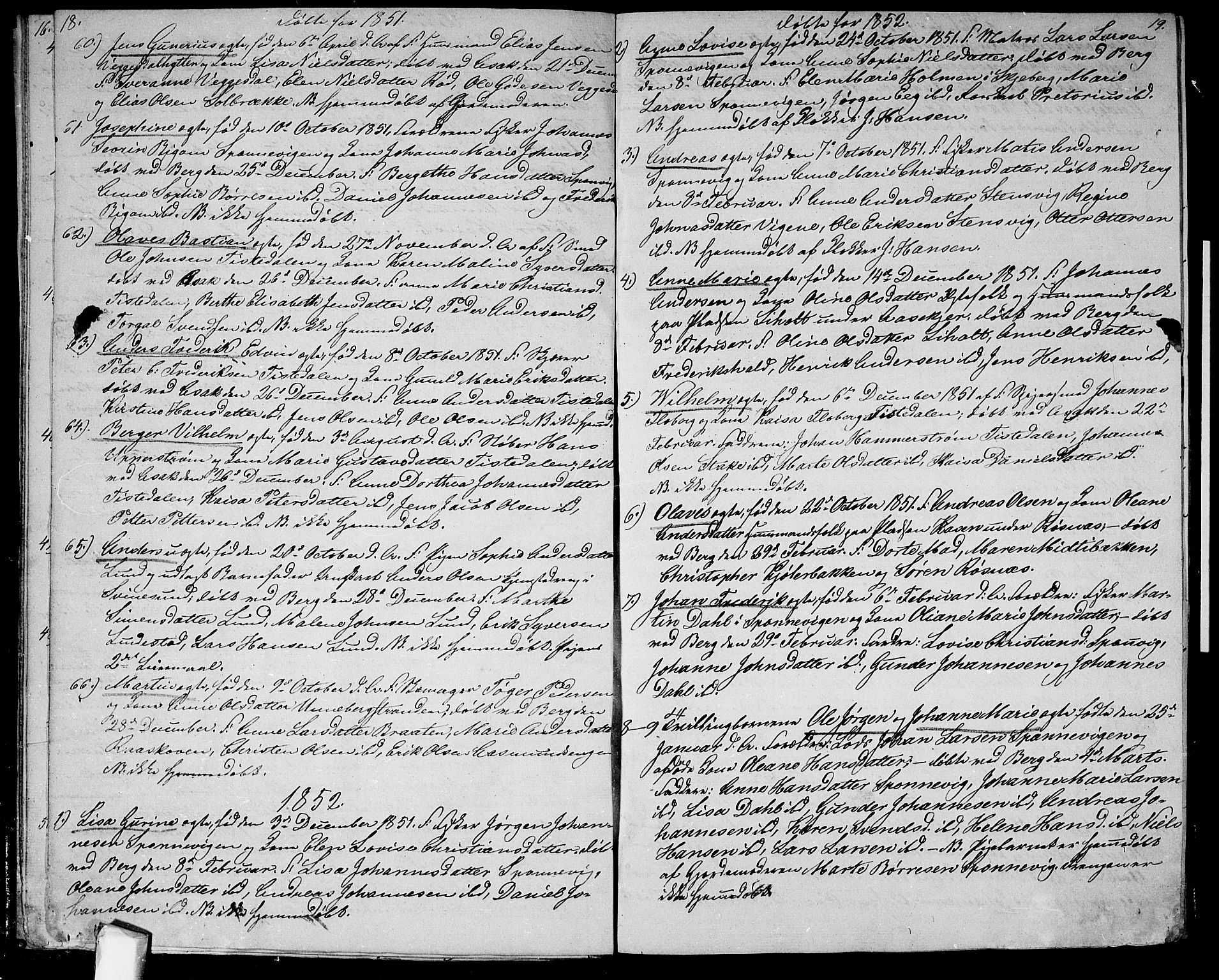 Berg prestekontor Kirkebøker, SAO/A-10902/G/Ga/L0003: Parish register (copy) no.  I 3, 1850-1866, p. 18-19