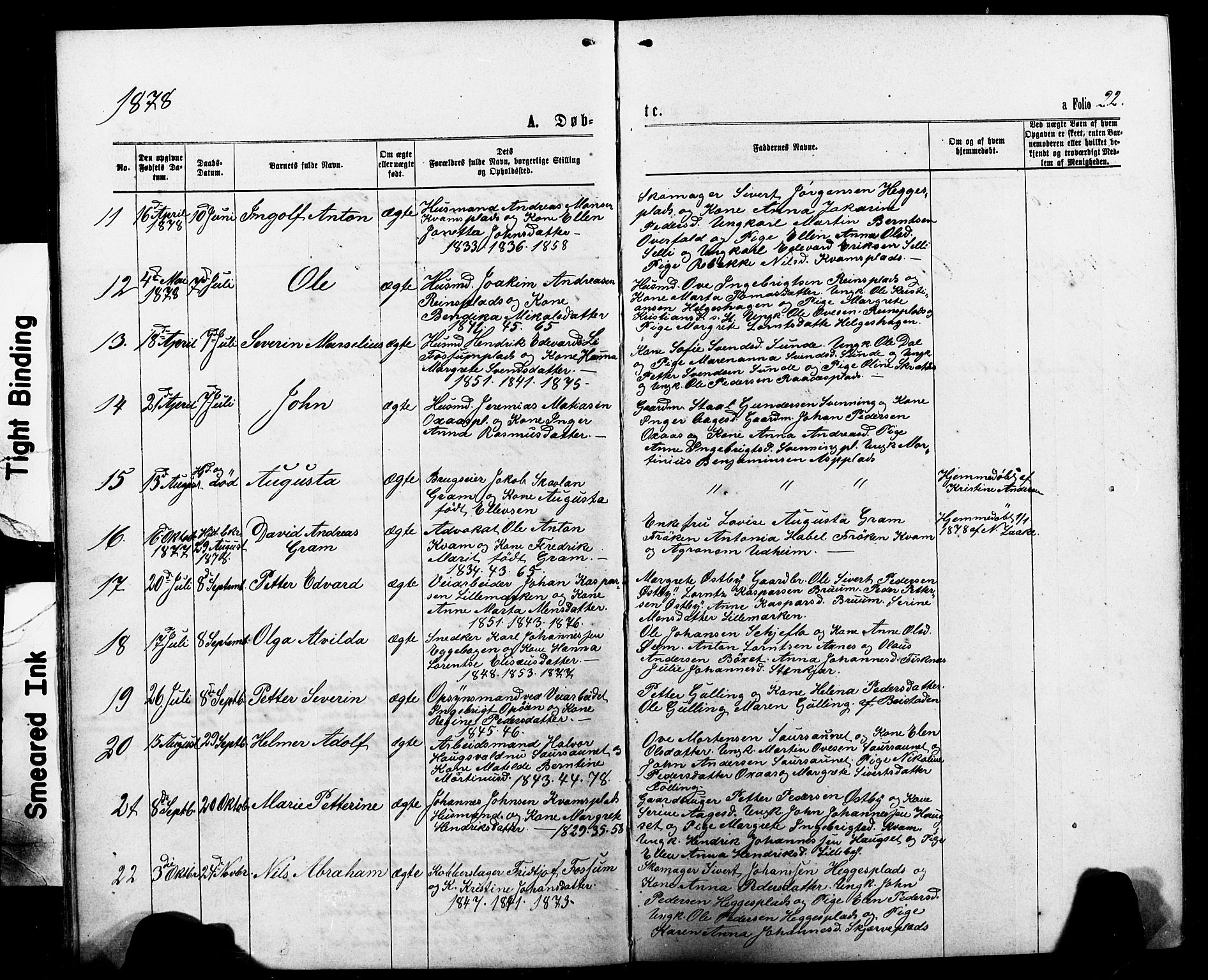 Ministerialprotokoller, klokkerbøker og fødselsregistre - Nord-Trøndelag, SAT/A-1458/740/L0380: Parish register (copy) no. 740C01, 1868-1902, p. 22