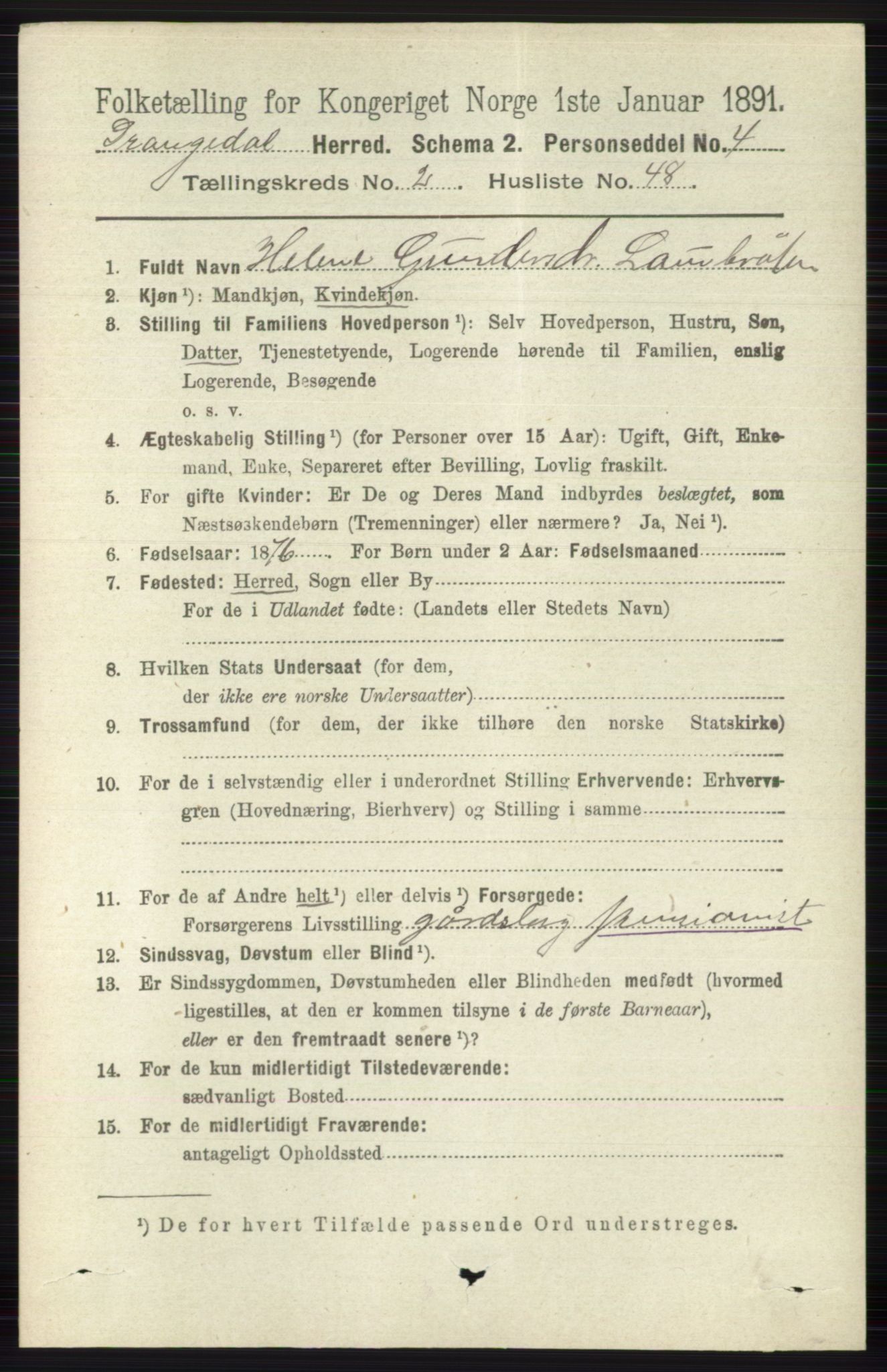 RA, 1891 census for 0817 Drangedal, 1891, p. 786