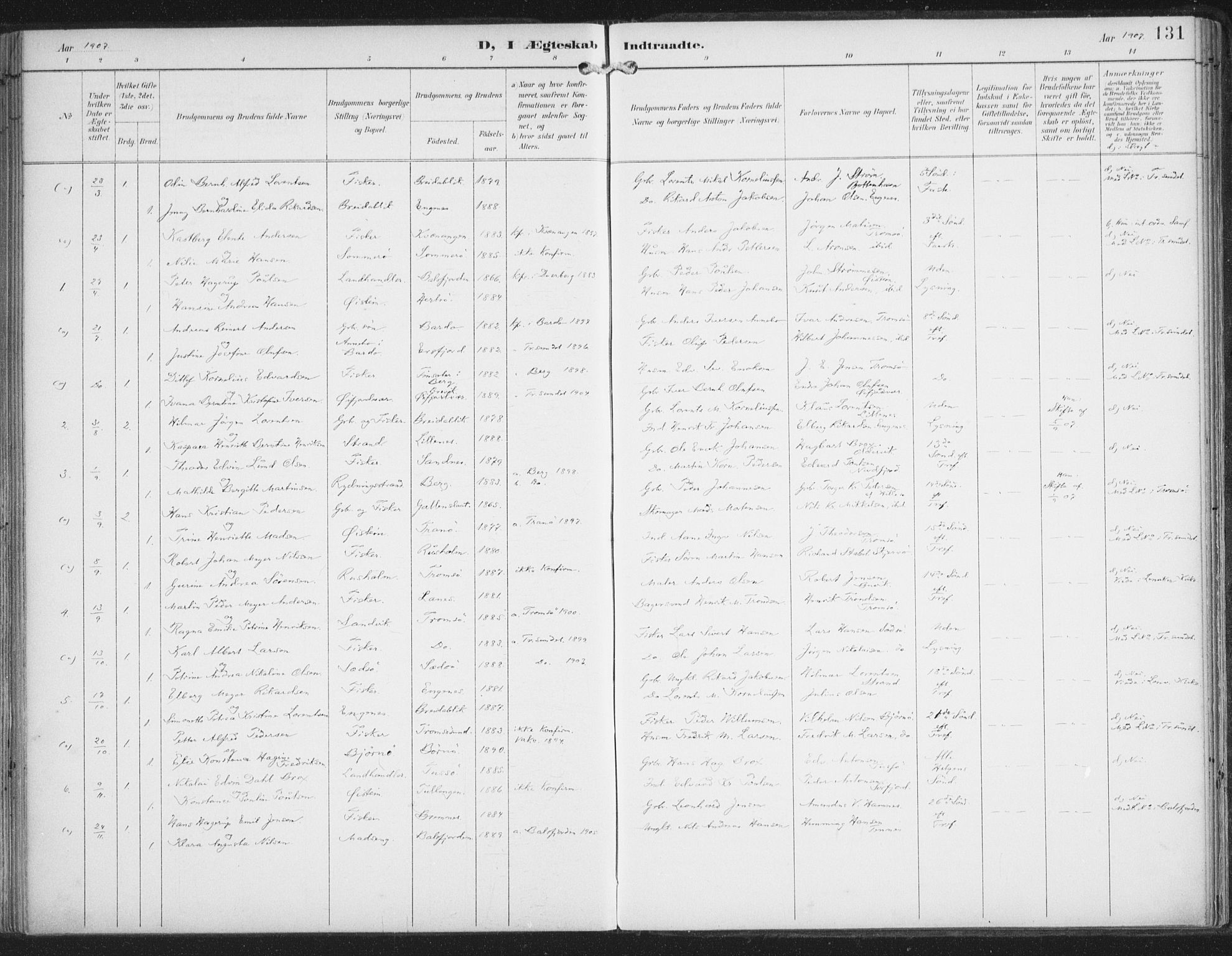 Lenvik sokneprestembete, SATØ/S-1310/H/Ha/Haa/L0015kirke: Parish register (official) no. 15, 1896-1915, p. 131