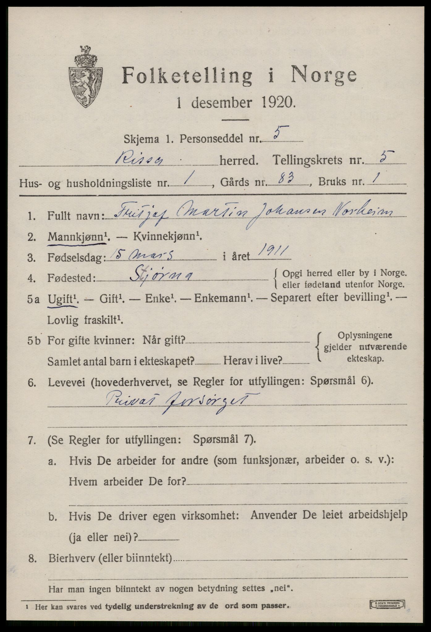 SAT, 1920 census for Rissa, 1920, p. 3735