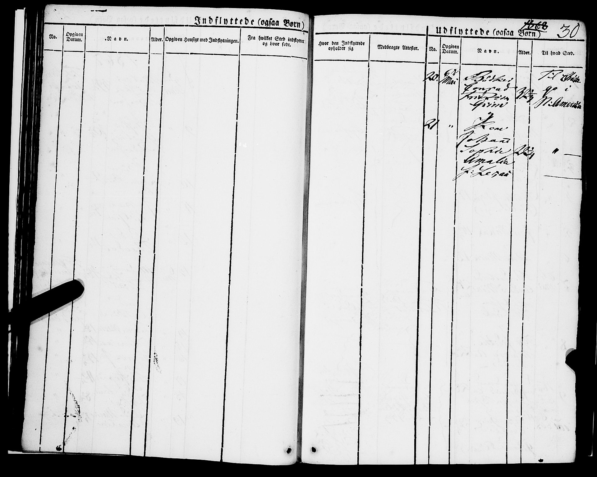 Korskirken sokneprestembete, AV/SAB-A-76101/H/Haa/L0050: Parish register (official) no. F 1, 1821-1869, p. 30