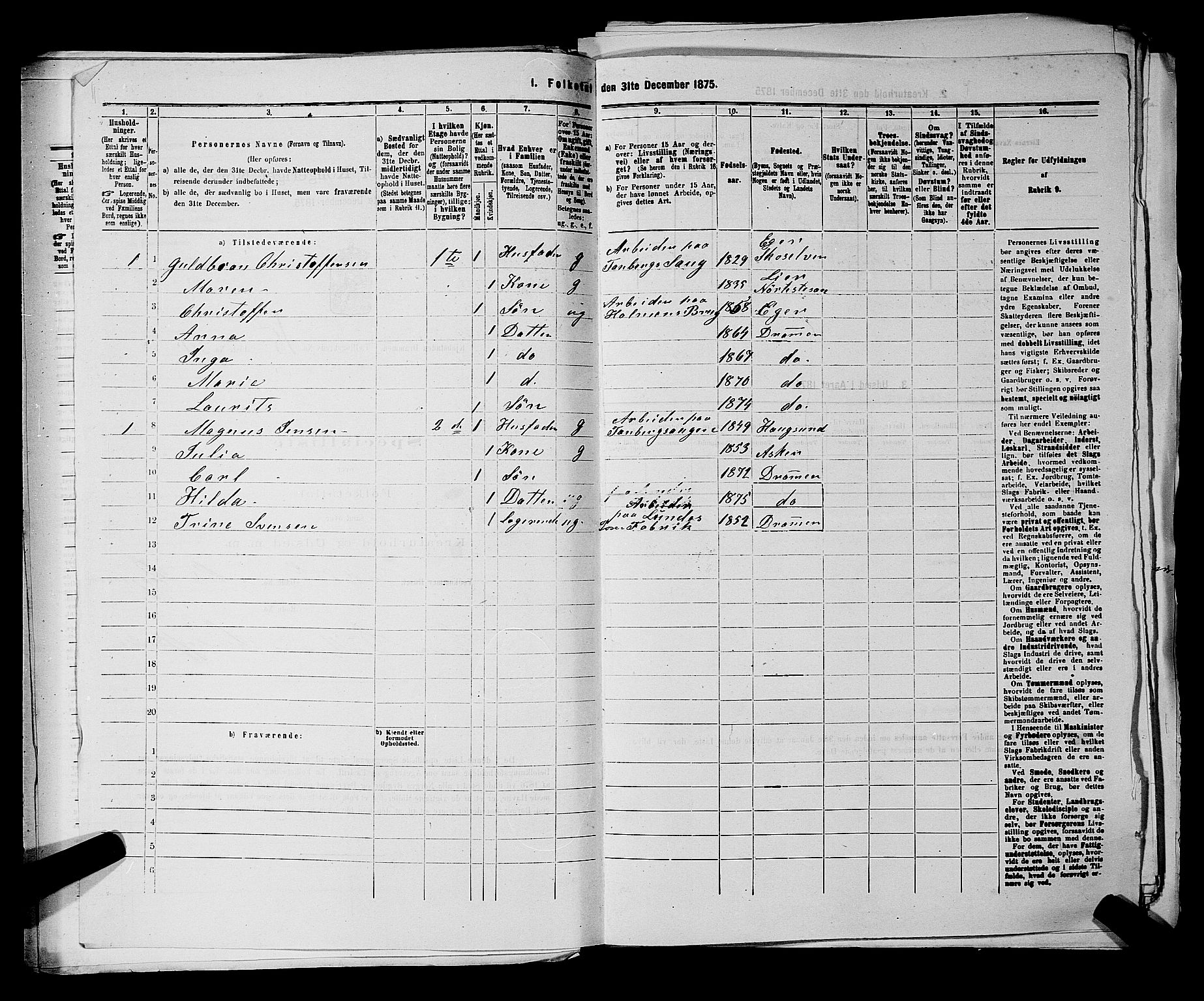 SAKO, 1875 census for 0602 Drammen, 1875, p. 1716