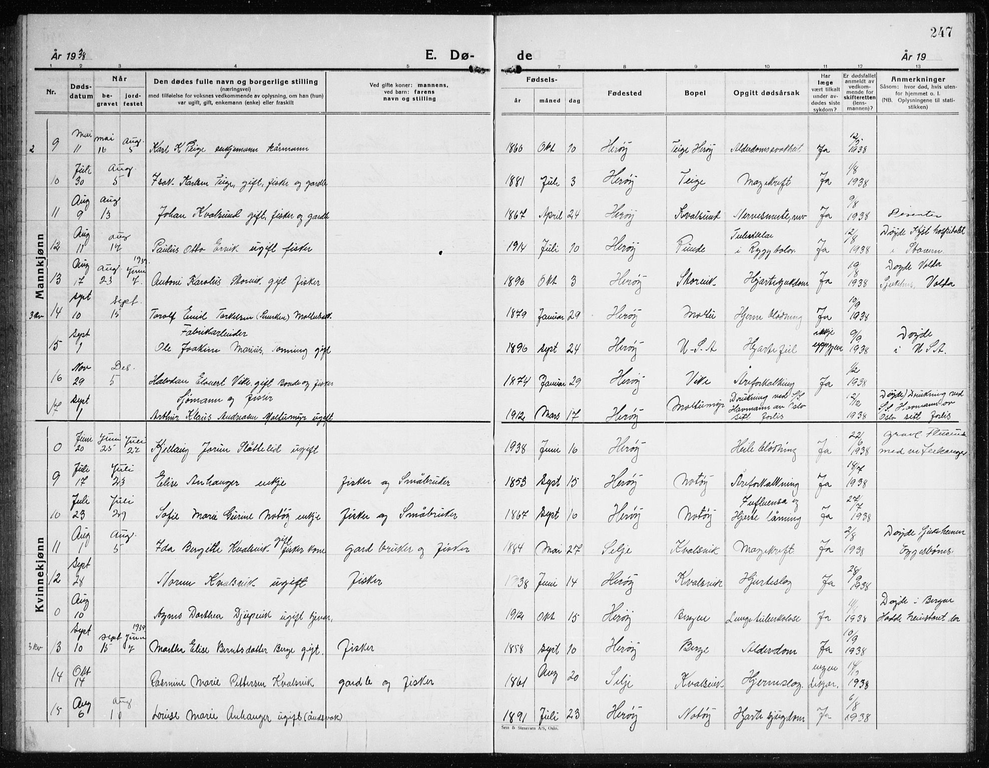 Ministerialprotokoller, klokkerbøker og fødselsregistre - Møre og Romsdal, SAT/A-1454/507/L0085: Parish register (copy) no. 507C08, 1933-1944, p. 247