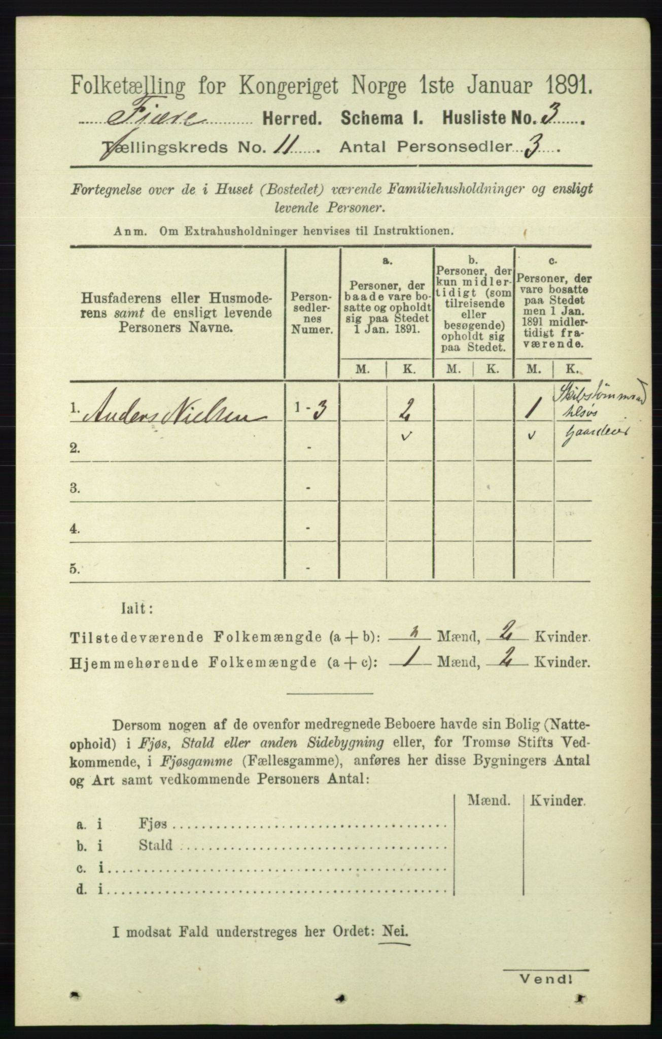 RA, 1891 census for 0923 Fjære, 1891, p. 5462