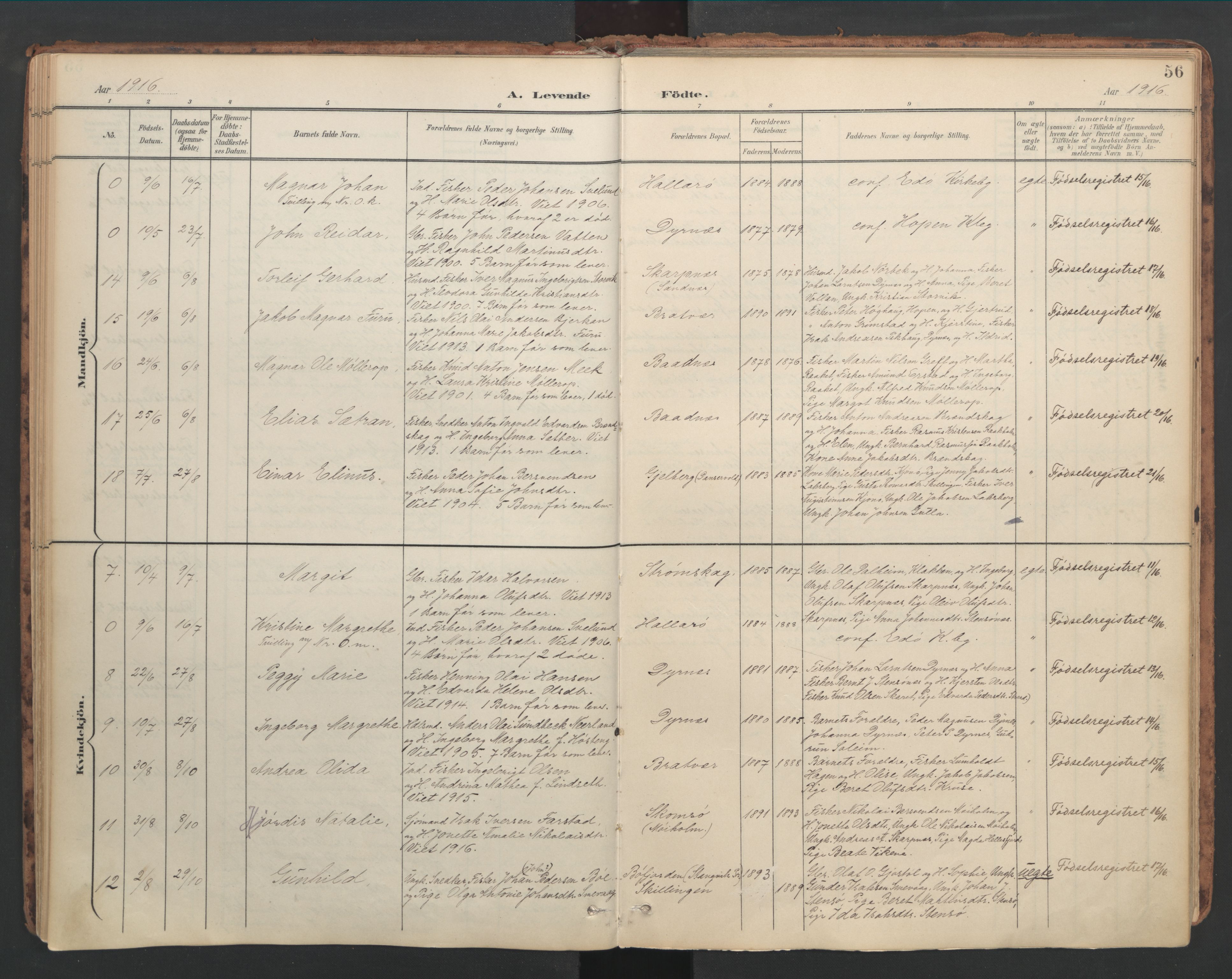 Ministerialprotokoller, klokkerbøker og fødselsregistre - Møre og Romsdal, AV/SAT-A-1454/582/L0948: Parish register (official) no. 582A02, 1901-1922, p. 56