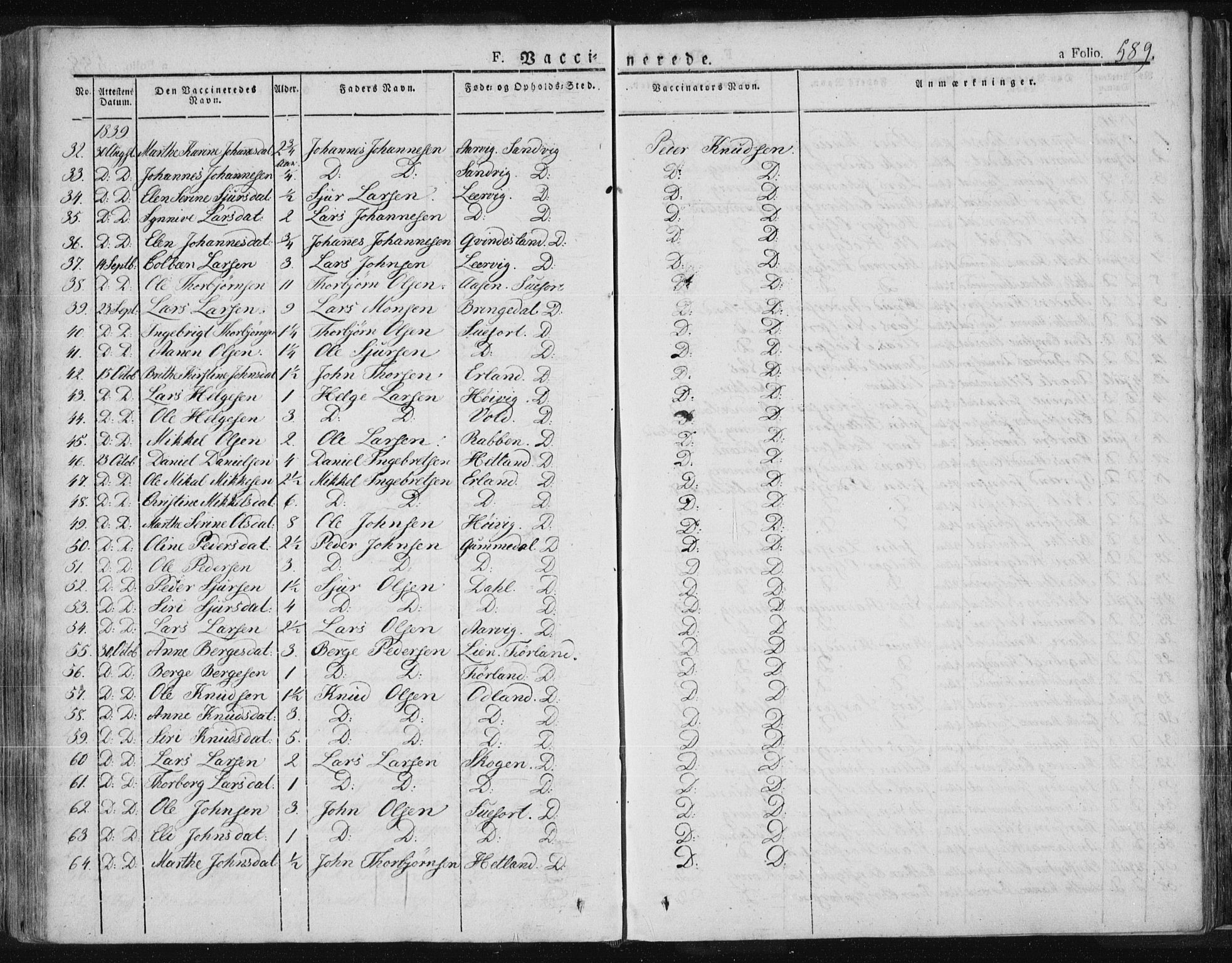 Tysvær sokneprestkontor, AV/SAST-A -101864/H/Ha/Haa/L0001: Parish register (official) no. A 1.2, 1831-1856, p. 589