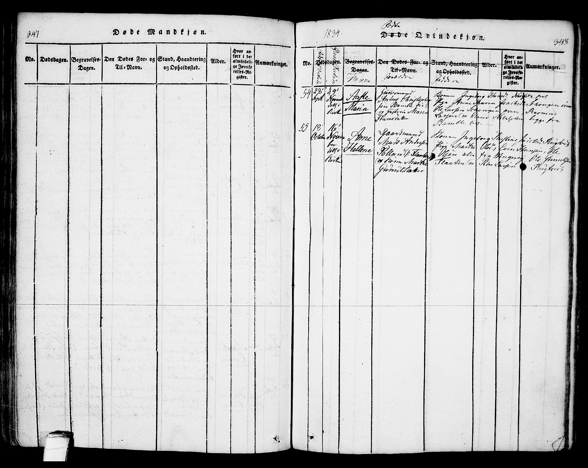 Bamble kirkebøker, AV/SAKO-A-253/F/Fa/L0003: Parish register (official) no. I 3 /1, 1814-1834, p. 347-348