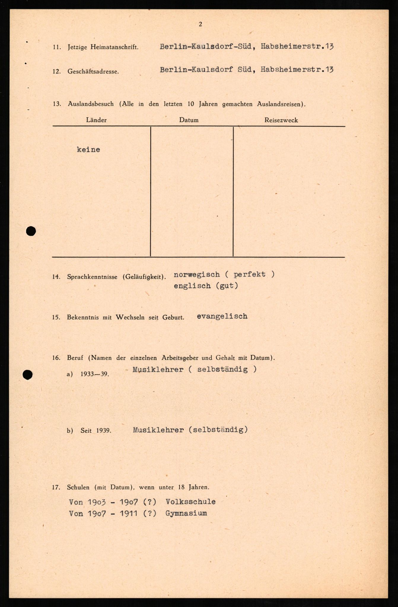 Forsvaret, Forsvarets overkommando II, AV/RA-RAFA-3915/D/Db/L0010: CI Questionaires. Tyske okkupasjonsstyrker i Norge. Tyskere., 1945-1946, p. 154