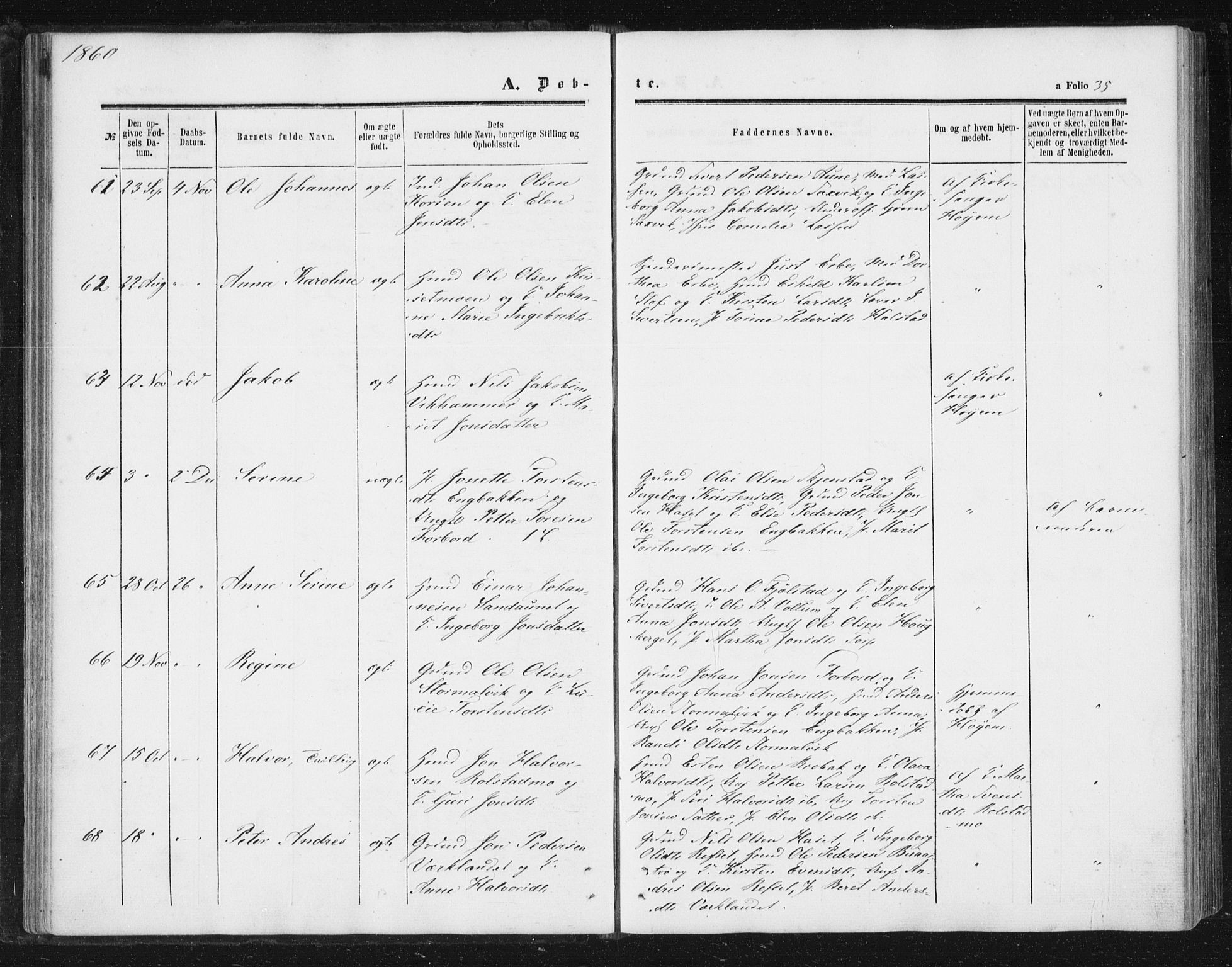 Ministerialprotokoller, klokkerbøker og fødselsregistre - Sør-Trøndelag, SAT/A-1456/616/L0408: Parish register (official) no. 616A05, 1857-1865, p. 35