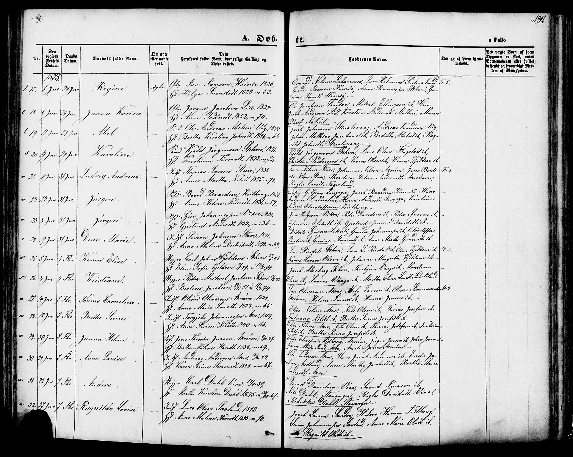 Skudenes sokneprestkontor, SAST/A -101849/H/Ha/Haa/L0006: Parish register (official) no. A 4, 1864-1881, p. 137