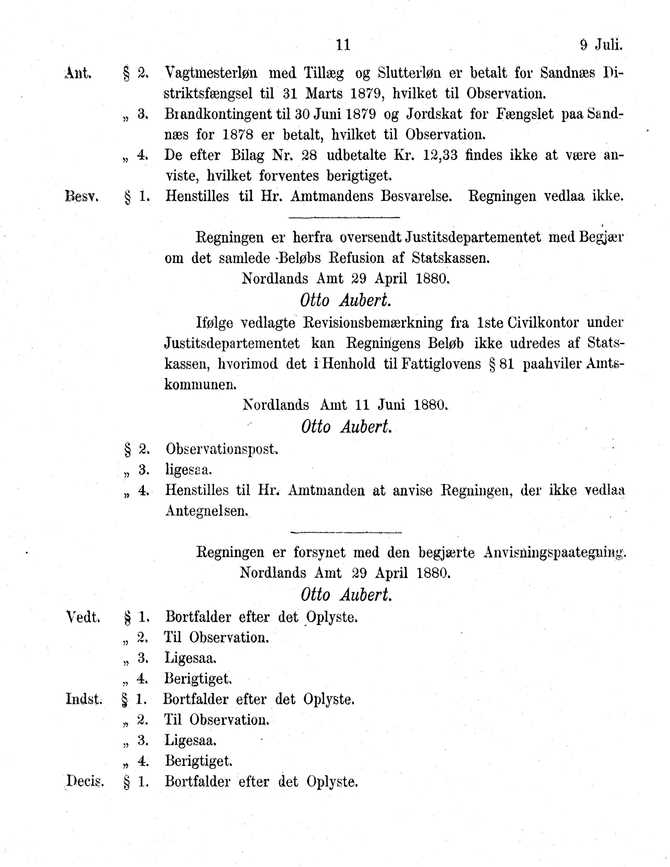 Nordland Fylkeskommune. Fylkestinget, AIN/NFK-17/176/A/Ac/L0013: Fylkestingsforhandlinger 1880, 1880