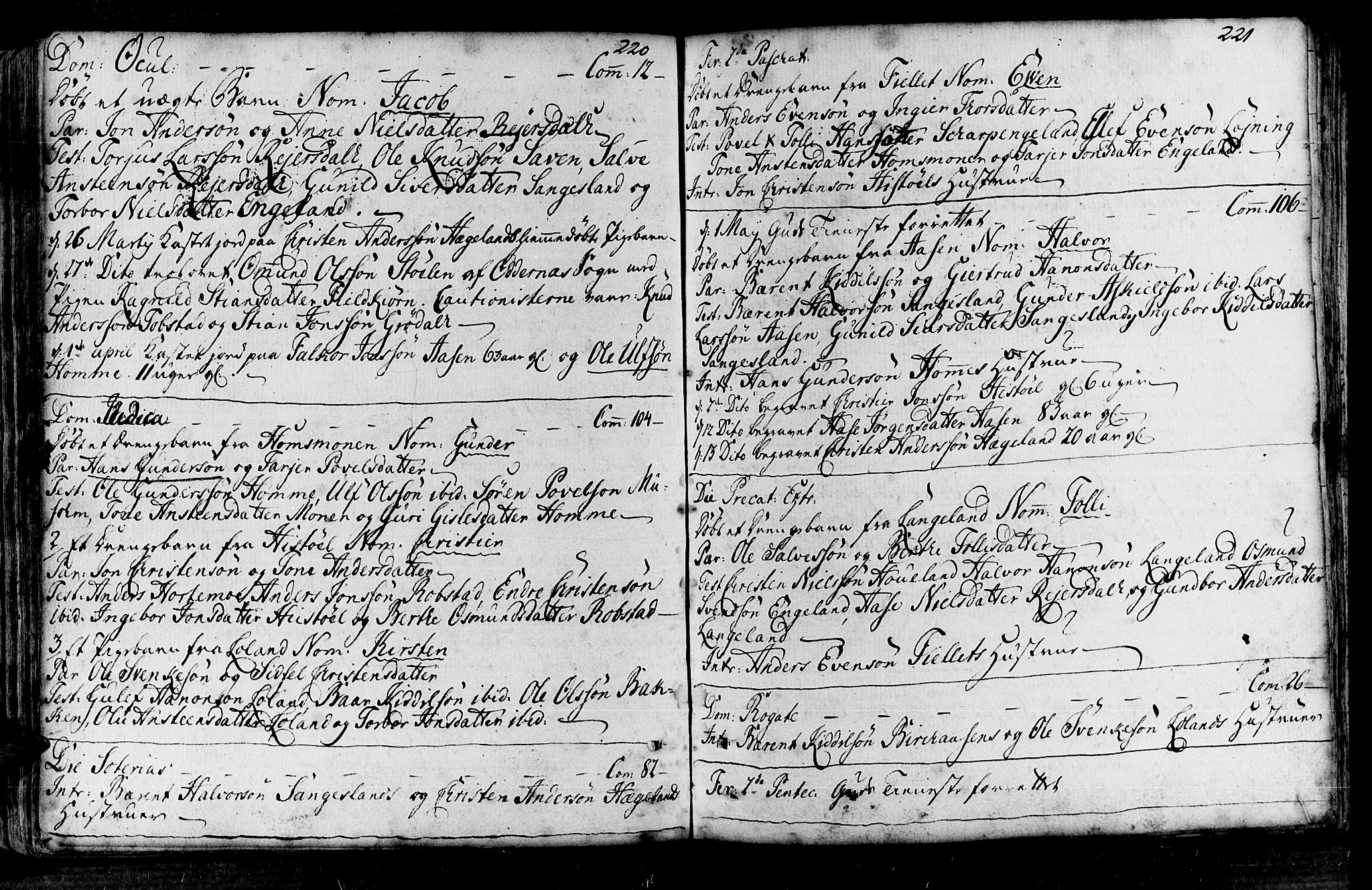 Vennesla sokneprestkontor, AV/SAK-1111-0045/Fa/Fac/L0001: Parish register (official) no. A 1, 1743-1784, p. 220-221