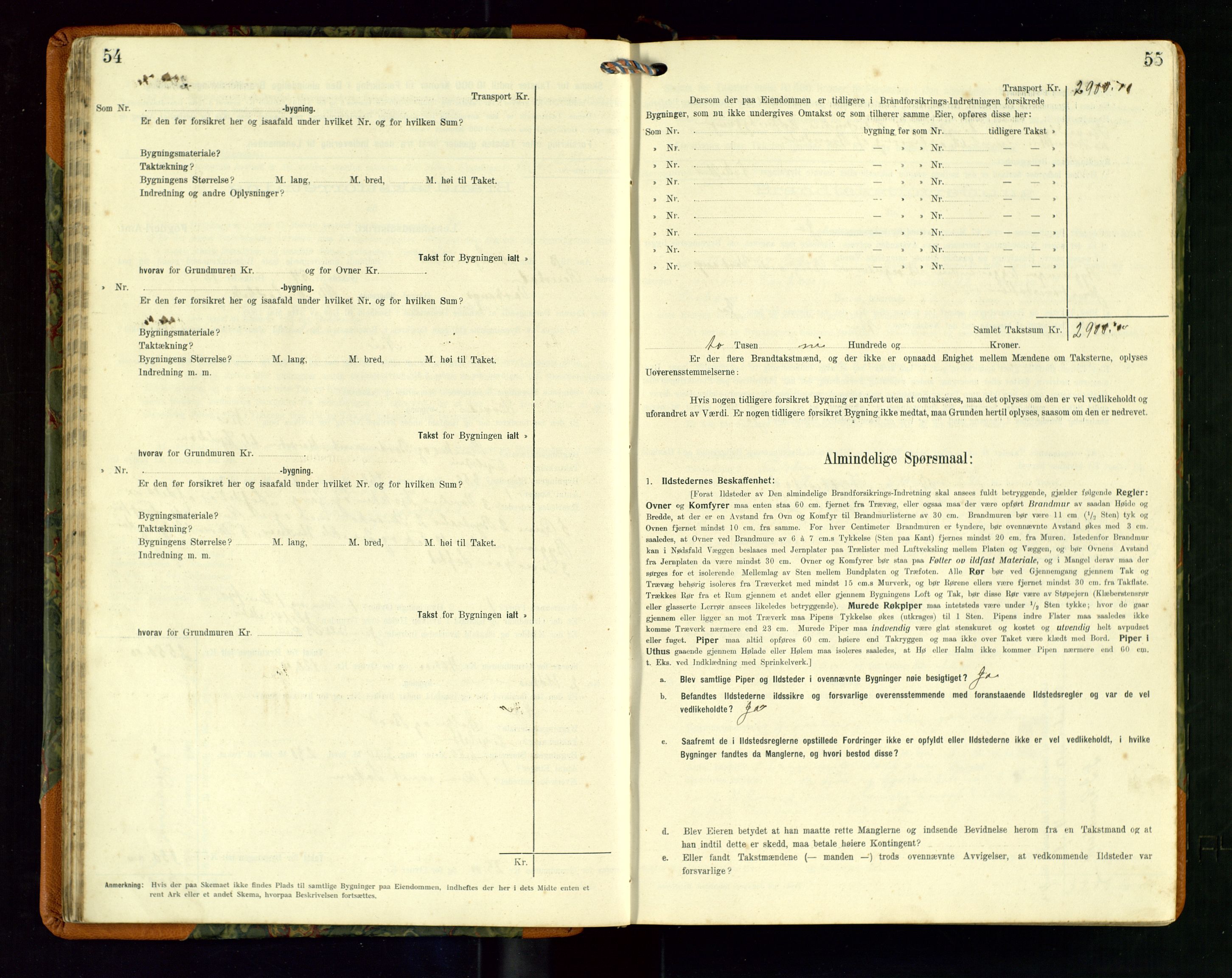 Hå lensmannskontor, SAST/A-100456/Goa/L0004: Takstprotokoll (skjema), 1911-1926, p. 54-55