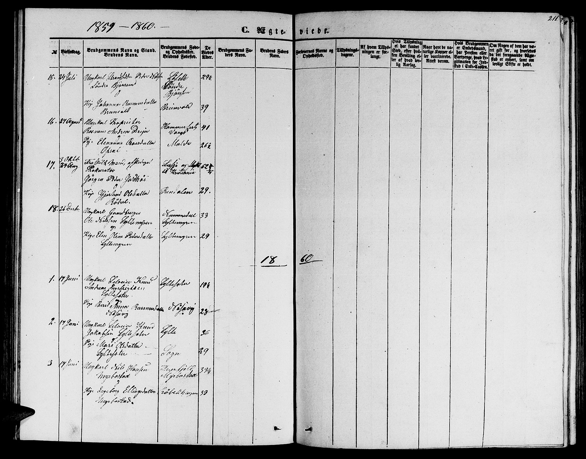Ministerialprotokoller, klokkerbøker og fødselsregistre - Møre og Romsdal, SAT/A-1454/565/L0753: Parish register (copy) no. 565C02, 1845-1870, p. 211