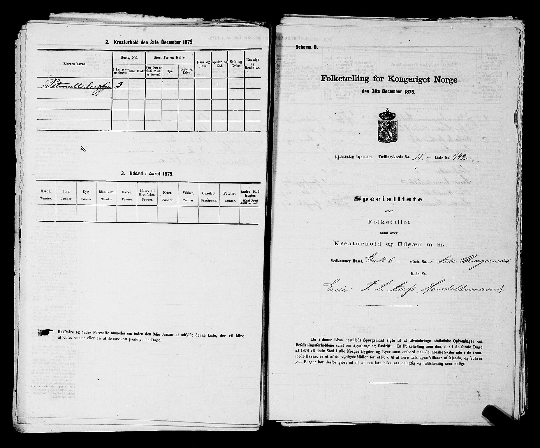 SAKO, 1875 census for 0602 Drammen, 1875, p. 1548
