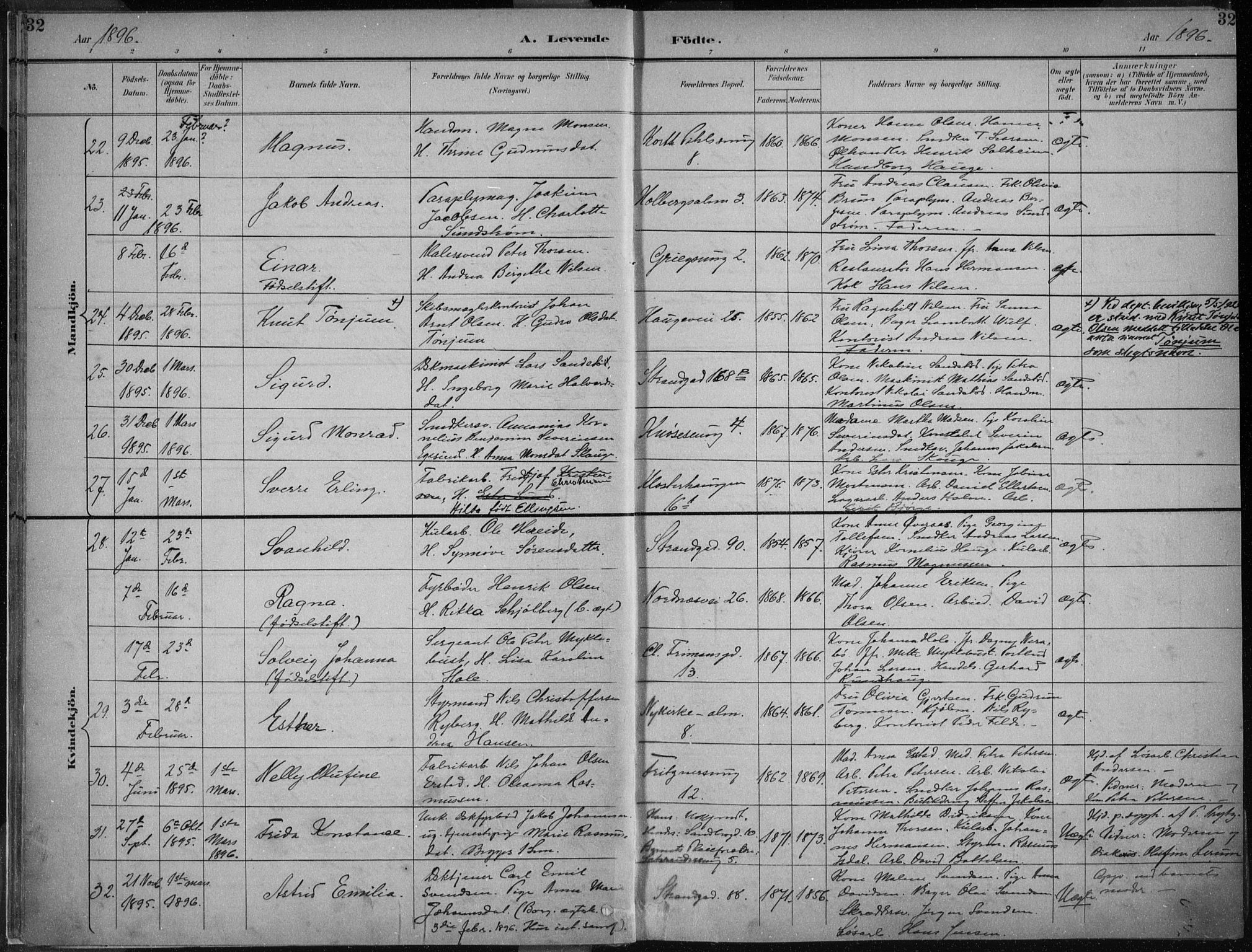 Nykirken Sokneprestembete, SAB/A-77101/H/Haa/L0018: Parish register (official) no. B 6, 1895-1903, p. 32