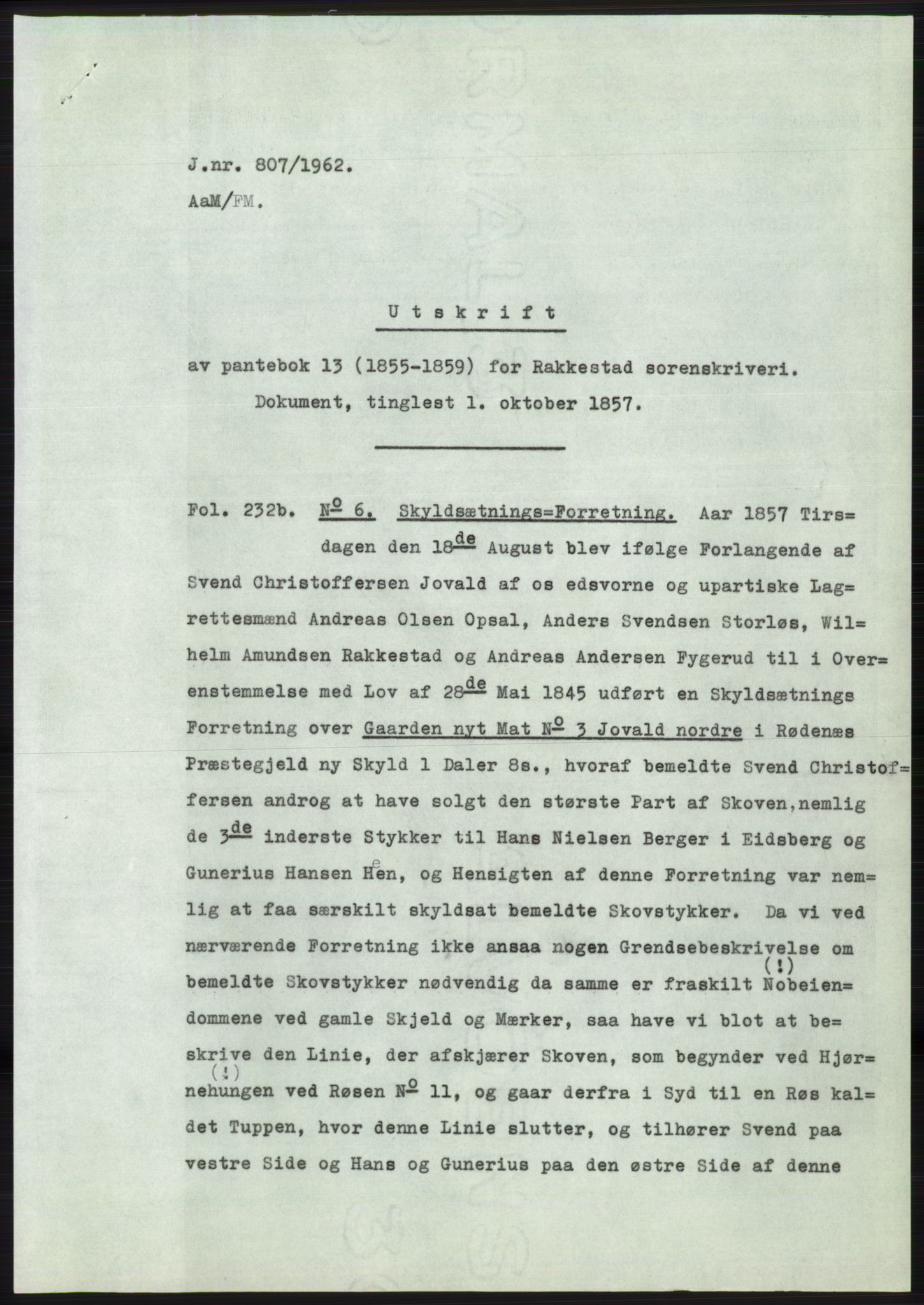 Statsarkivet i Oslo, AV/SAO-A-10621/Z/Zd/L0016: Avskrifter, j.nr 706-1878/1962, 1962, p. 80