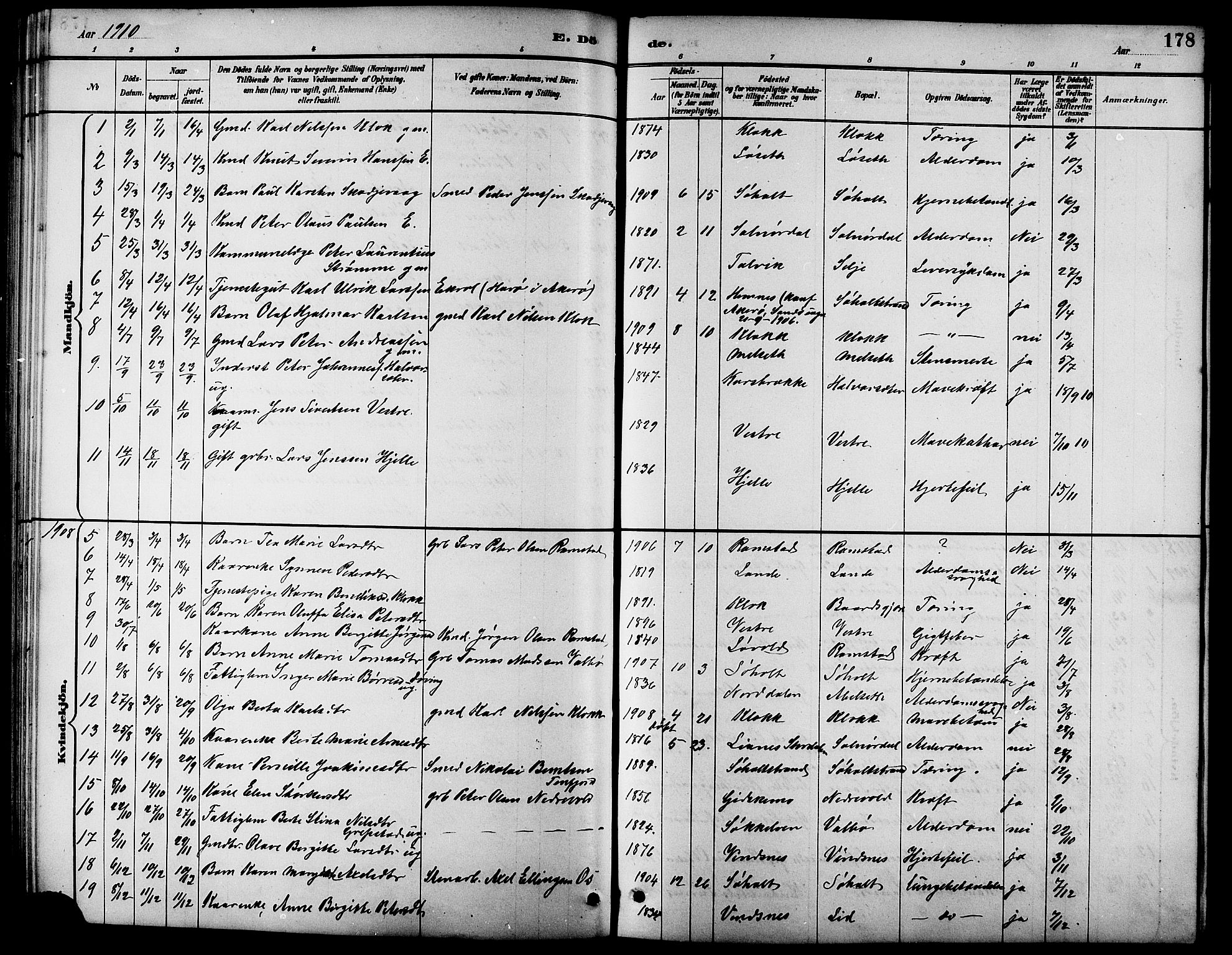 Ministerialprotokoller, klokkerbøker og fødselsregistre - Møre og Romsdal, AV/SAT-A-1454/522/L0327: Parish register (copy) no. 522C06, 1890-1915, p. 178