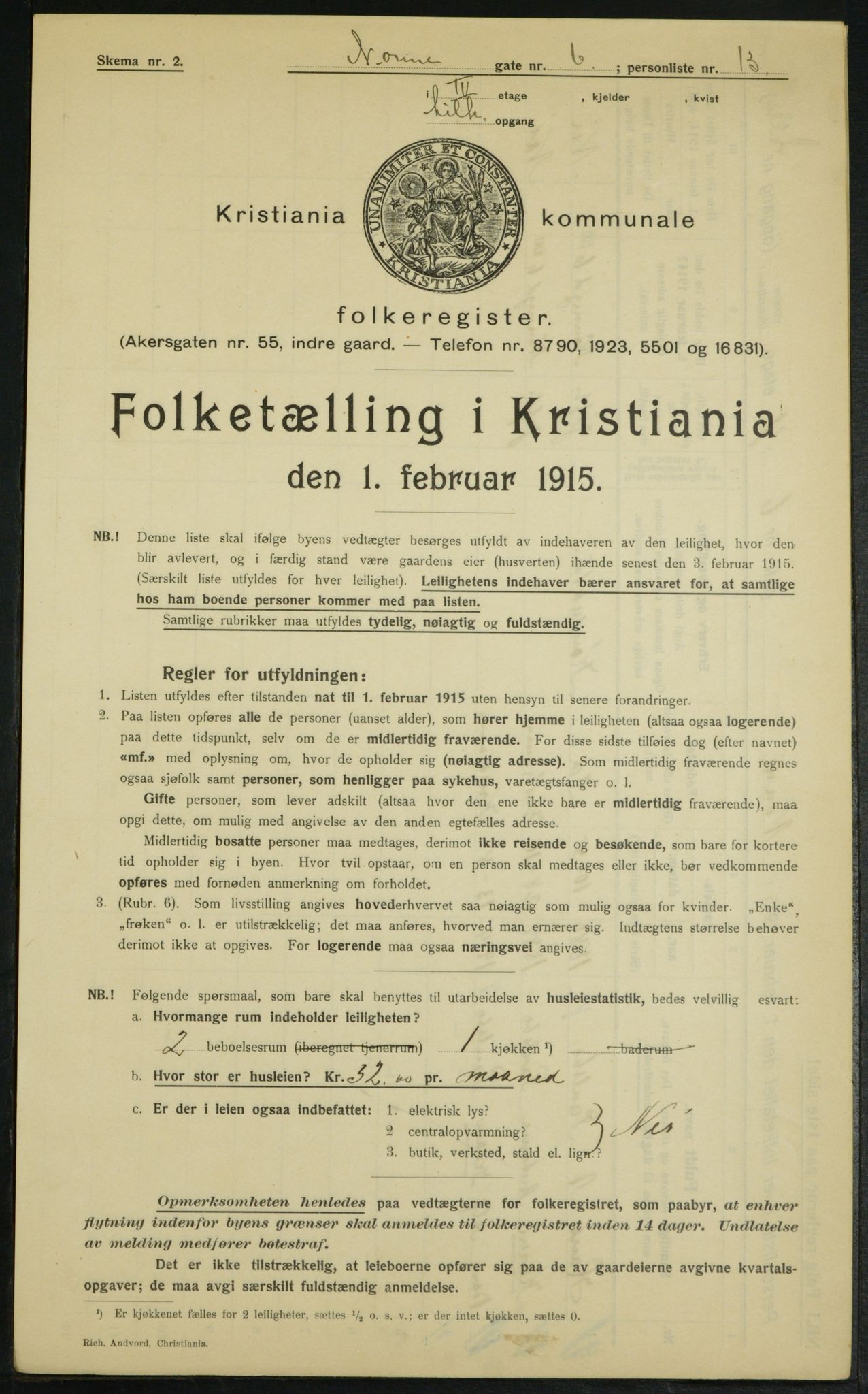 OBA, Municipal Census 1915 for Kristiania, 1915, p. 70874