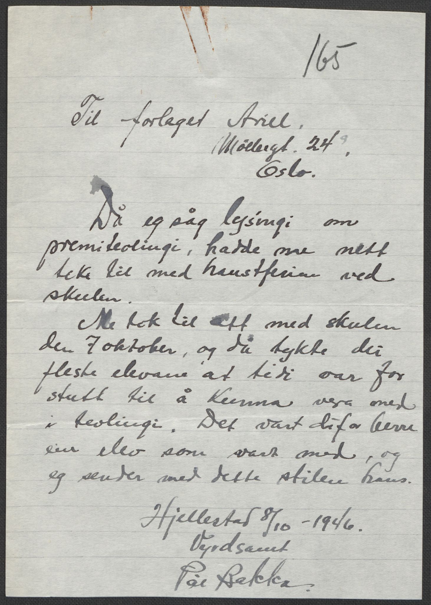 Det norske totalavholdsselskap, RA/PA-0419/E/Eb/L0603: Skolestiler om krigstida (ordnet topografisk etter distrikt og skole), 1946, p. 159