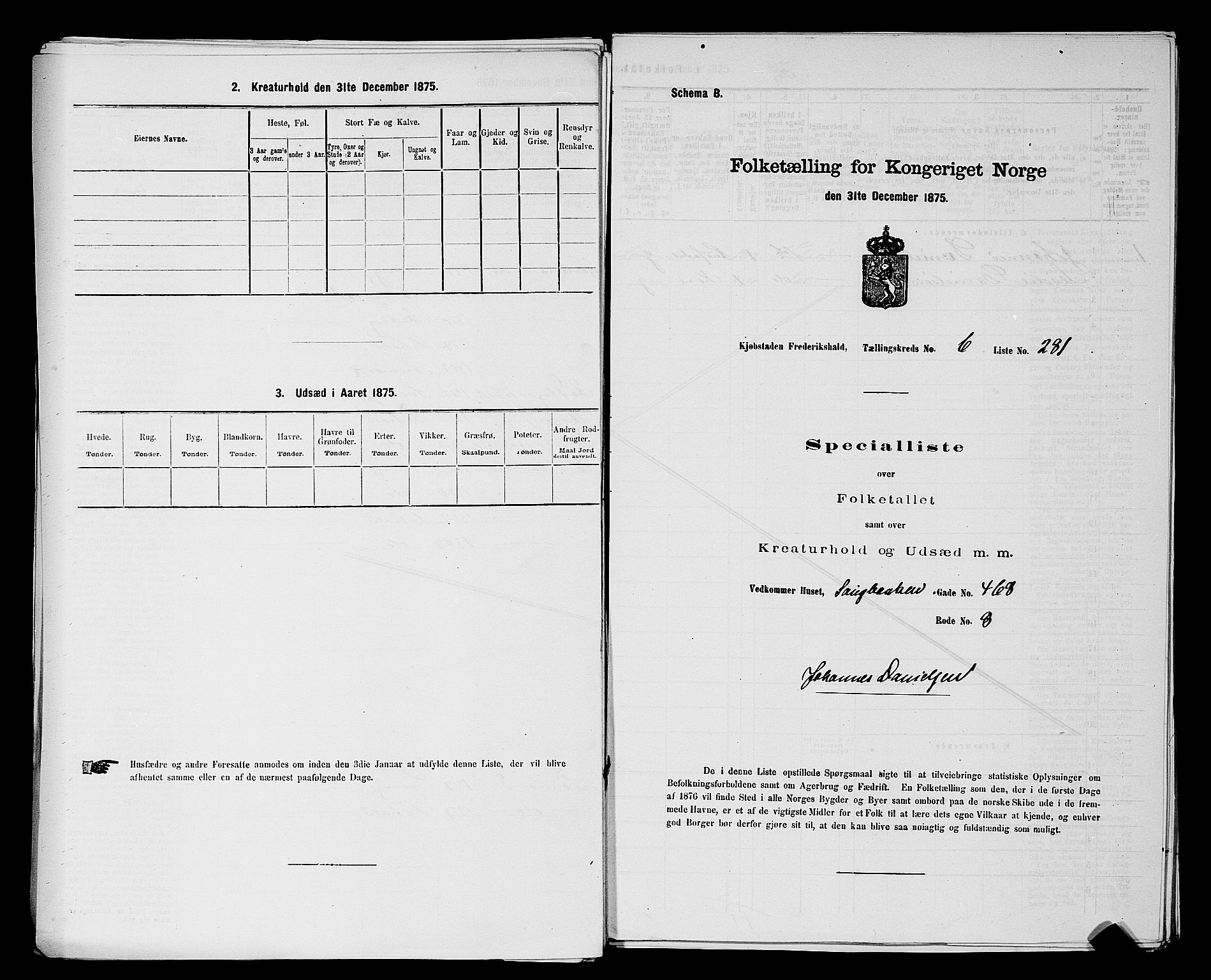 RA, 1875 census for 0101P Fredrikshald, 1875, p. 790