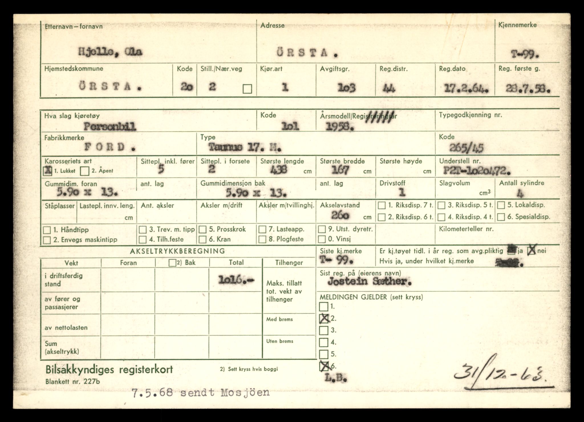 Møre og Romsdal vegkontor - Ålesund trafikkstasjon, AV/SAT-A-4099/F/Fe/L0001: Registreringskort for kjøretøy T 3 - T 127, 1927-1998, p. 2027