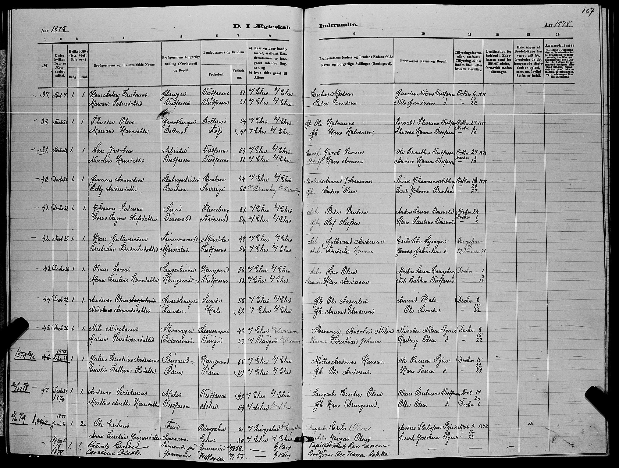 Eiker kirkebøker, SAKO/A-4/G/Ga/L0005: Parish register (copy) no. I 5, 1878-1887, p. 107