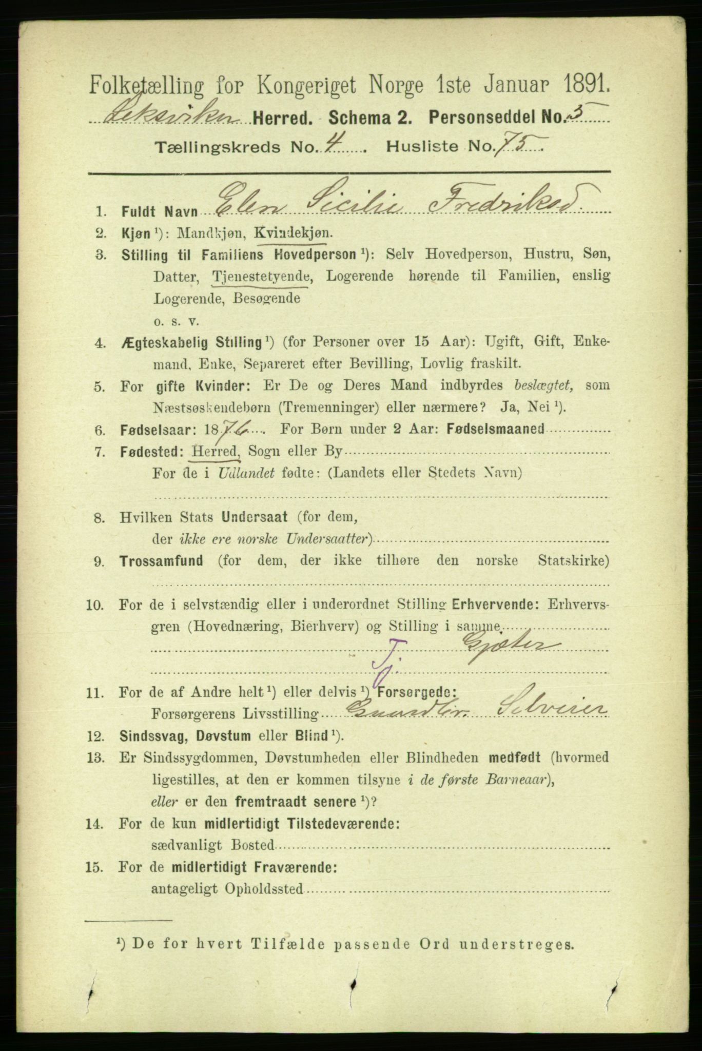 RA, 1891 census for 1718 Leksvik, 1891, p. 2404