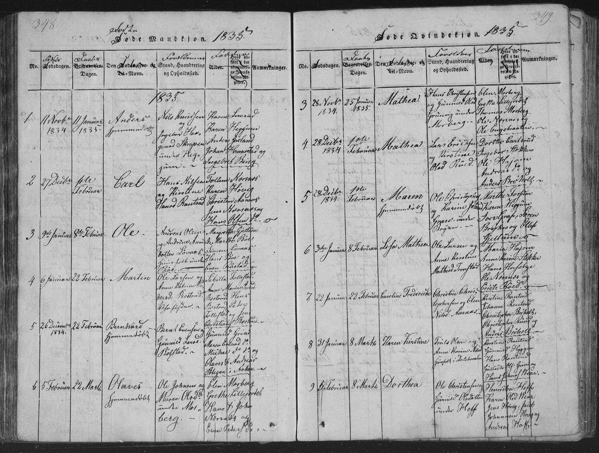 Røyken kirkebøker, SAKO/A-241/G/Ga/L0003: Parish register (copy) no. 3, 1814-1856, p. 348-349