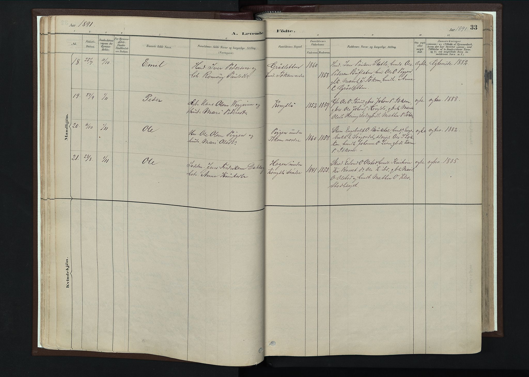 Nord-Fron prestekontor, SAH/PREST-080/H/Ha/Haa/L0004: Parish register (official) no. 4, 1884-1914, p. 33