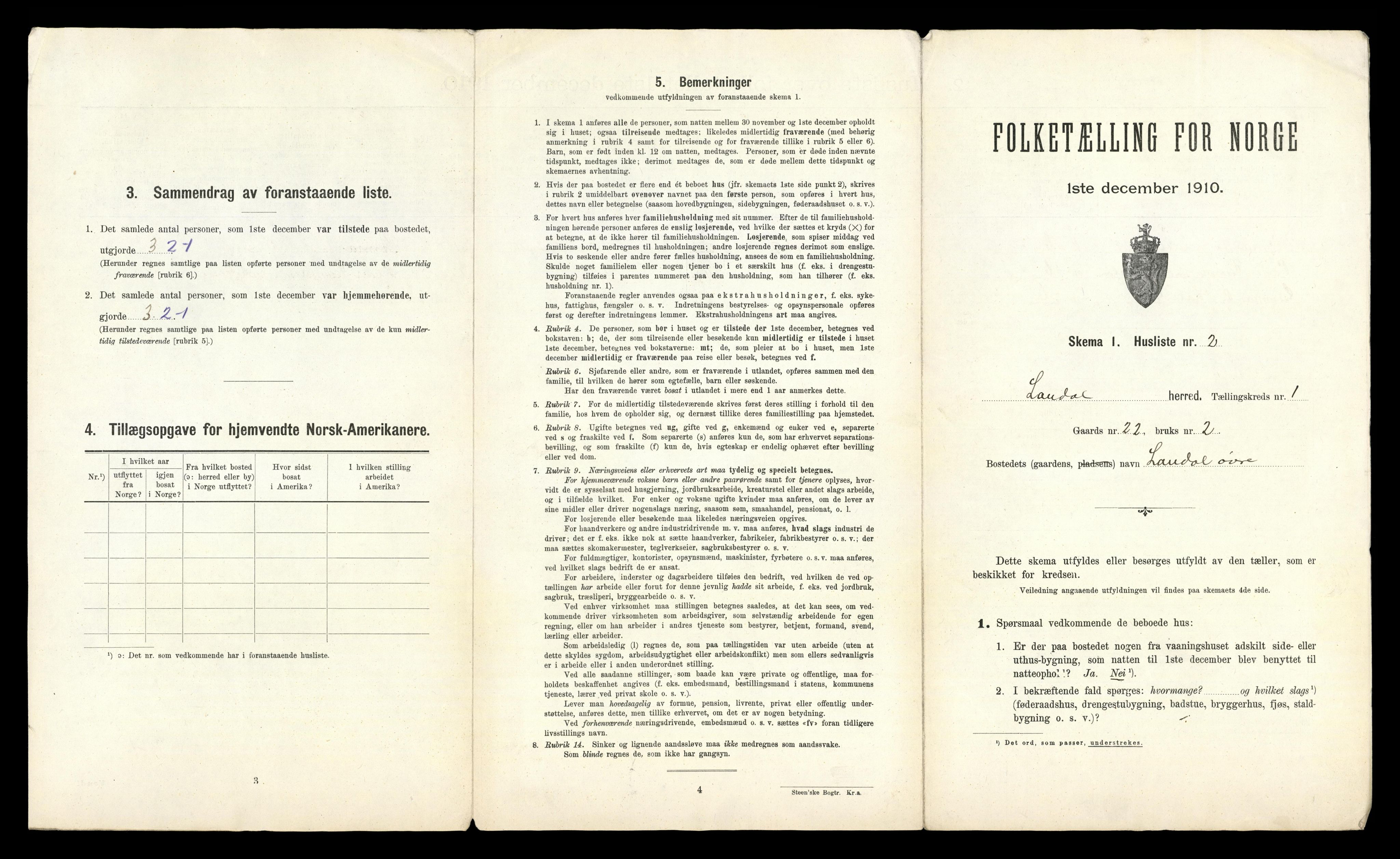 RA, 1910 census for Laudal, 1910, p. 25