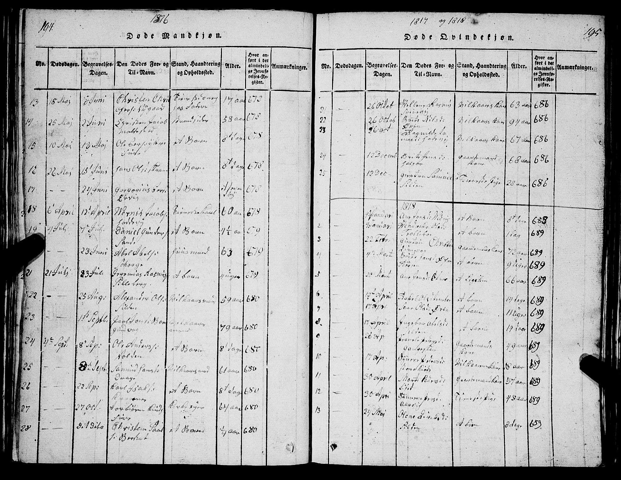 Selje sokneprestembete, SAB/A-99938/H/Ha/Hab/Haba: Parish register (copy) no. A 1, 1816-1828, p. 195-196