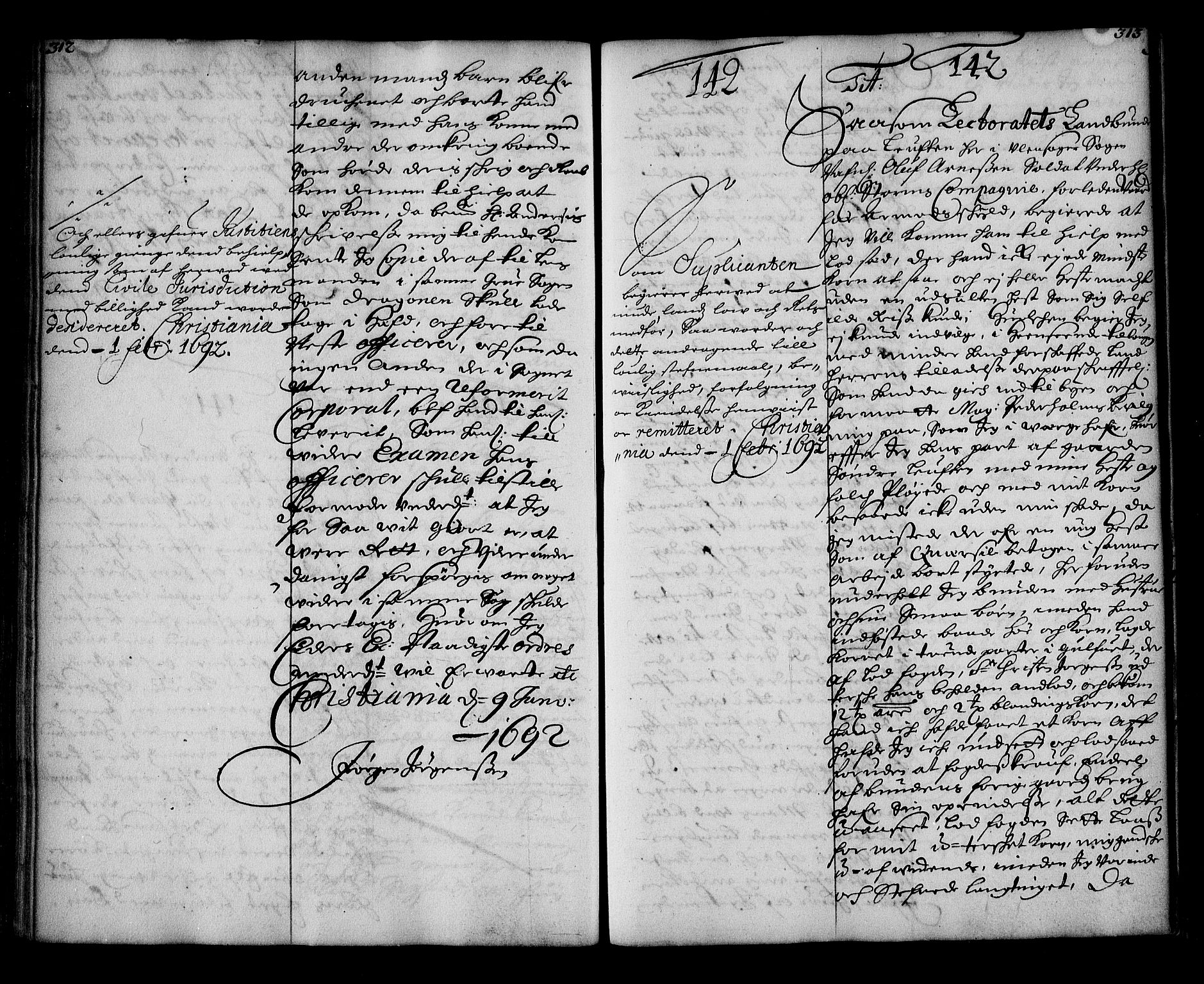 Stattholderembetet 1572-1771, AV/RA-EA-2870/Ae/L0009: Supplikasjons- og resolusjonsprotokoll, 1691-1692, p. 312-313