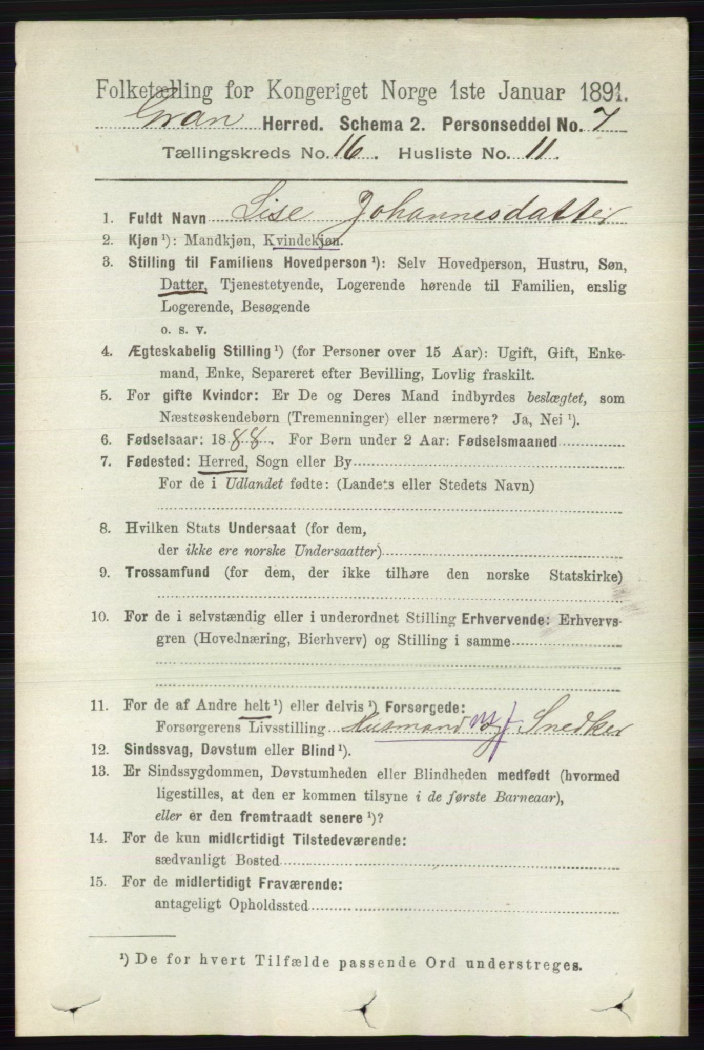 RA, 1891 census for 0534 Gran, 1891, p. 8176