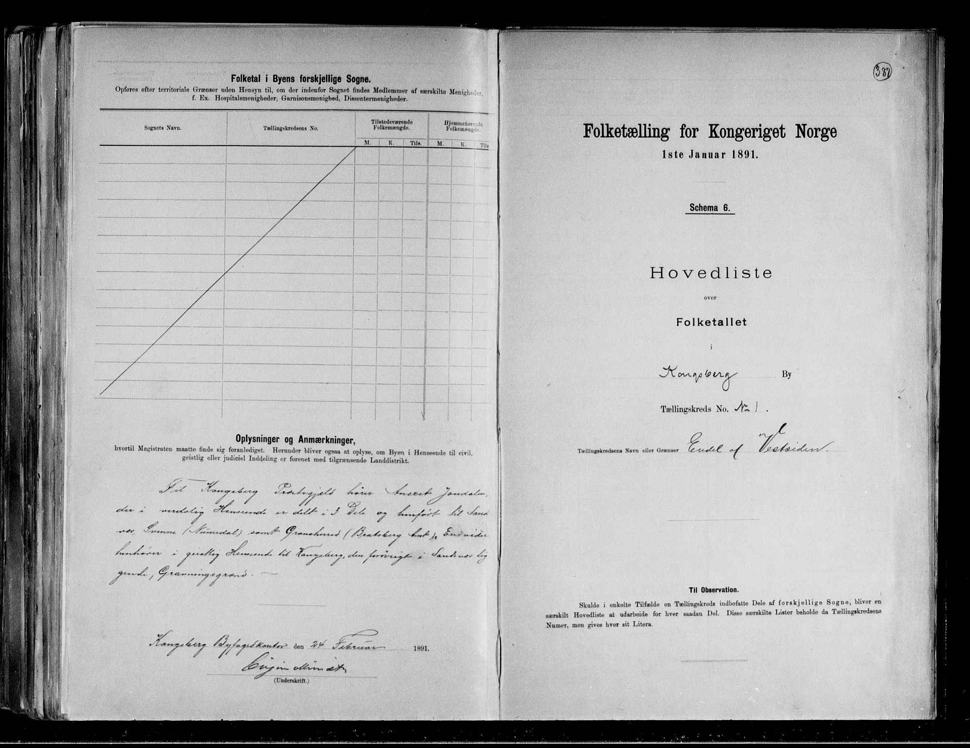 RA, 1891 census for 0604 Kongsberg, 1891, p. 4