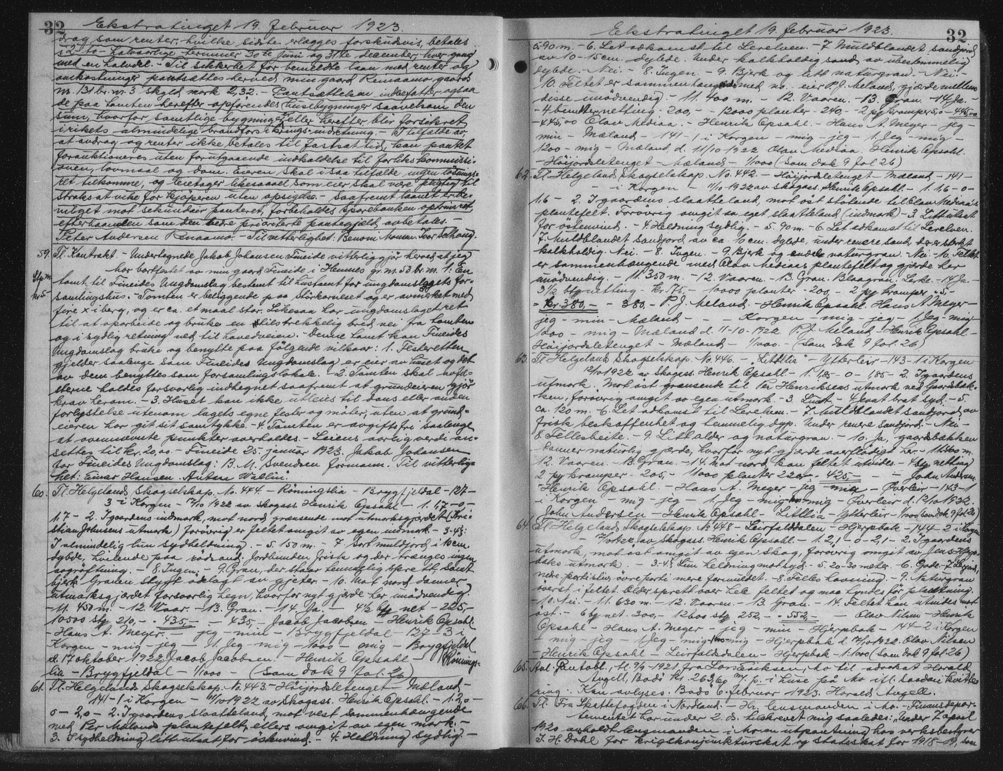 Rana sorenskriveri , AV/SAT-A-1108/1/2/2C/L0018: Mortgage book no. 18, 1923-1928, p. 32, Deed date: 19.02.1923
