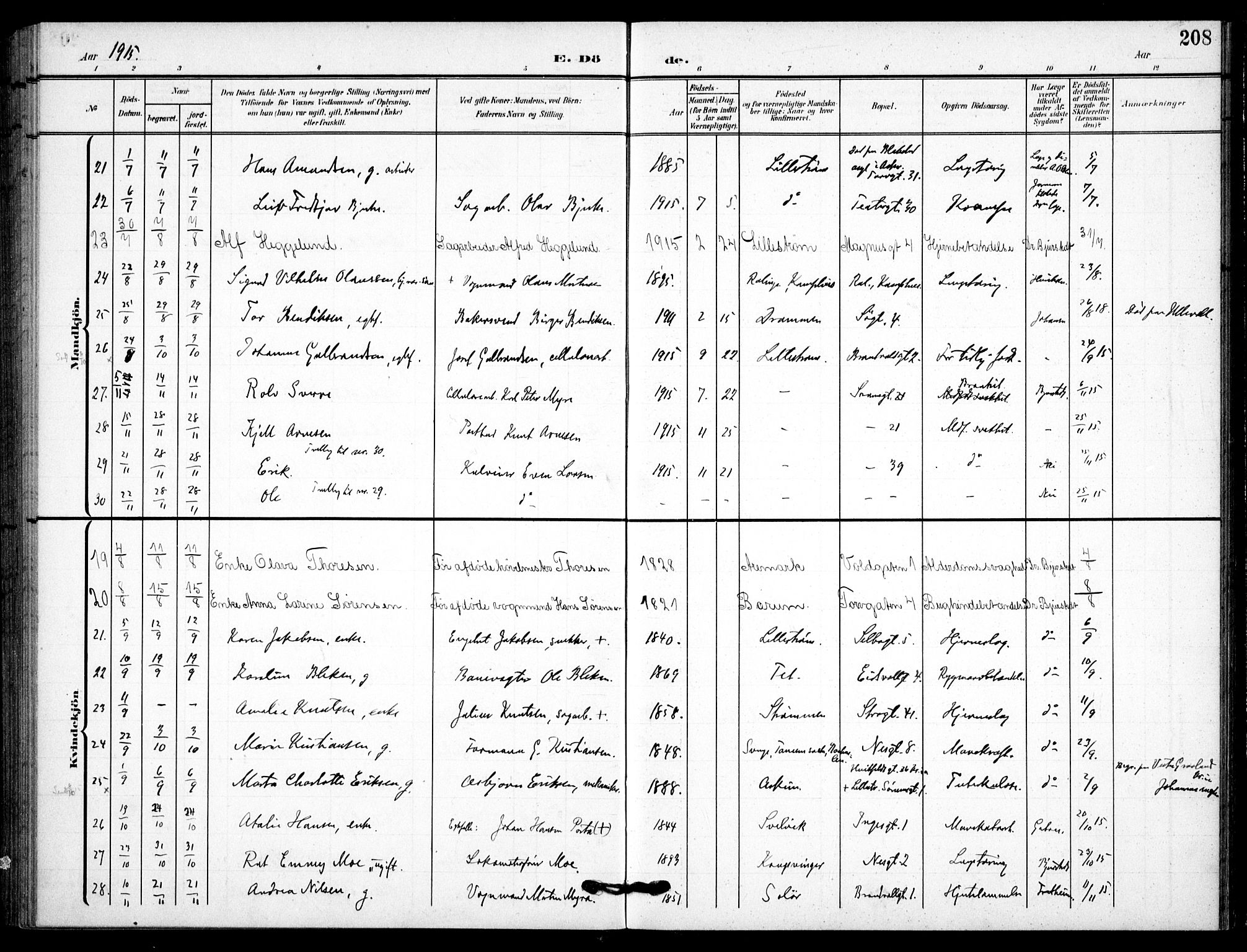 Skedsmo prestekontor Kirkebøker, AV/SAO-A-10033a/F/Fc/L0001: Parish register (official) no. III 1, 1908-1916, p. 208