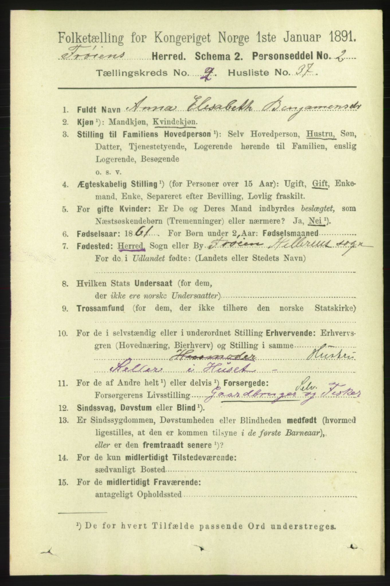 RA, 1891 census for 1619 Frøya, 1891, p. 1204