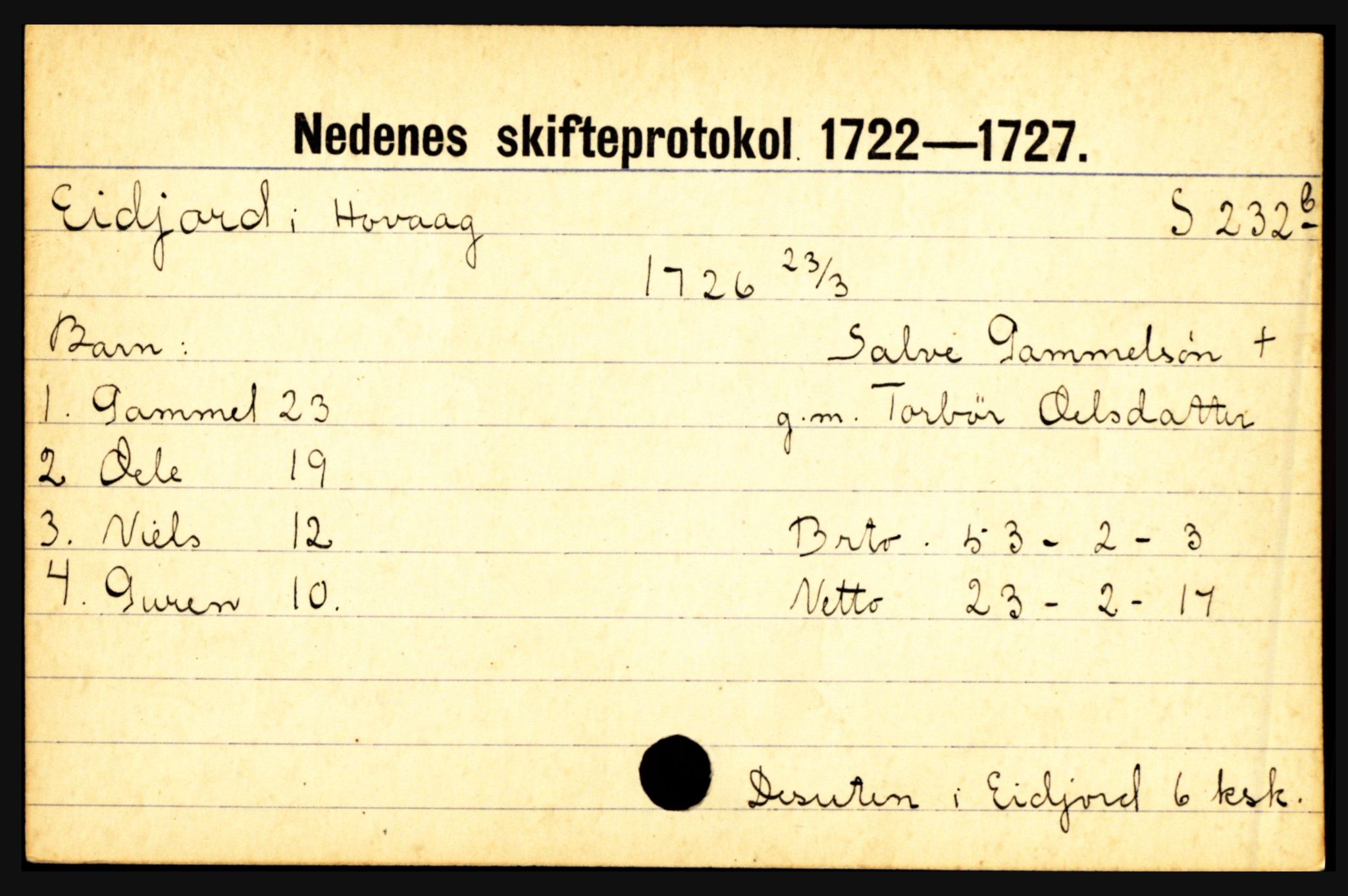 Nedenes sorenskriveri før 1824, AV/SAK-1221-0007/H, p. 5743