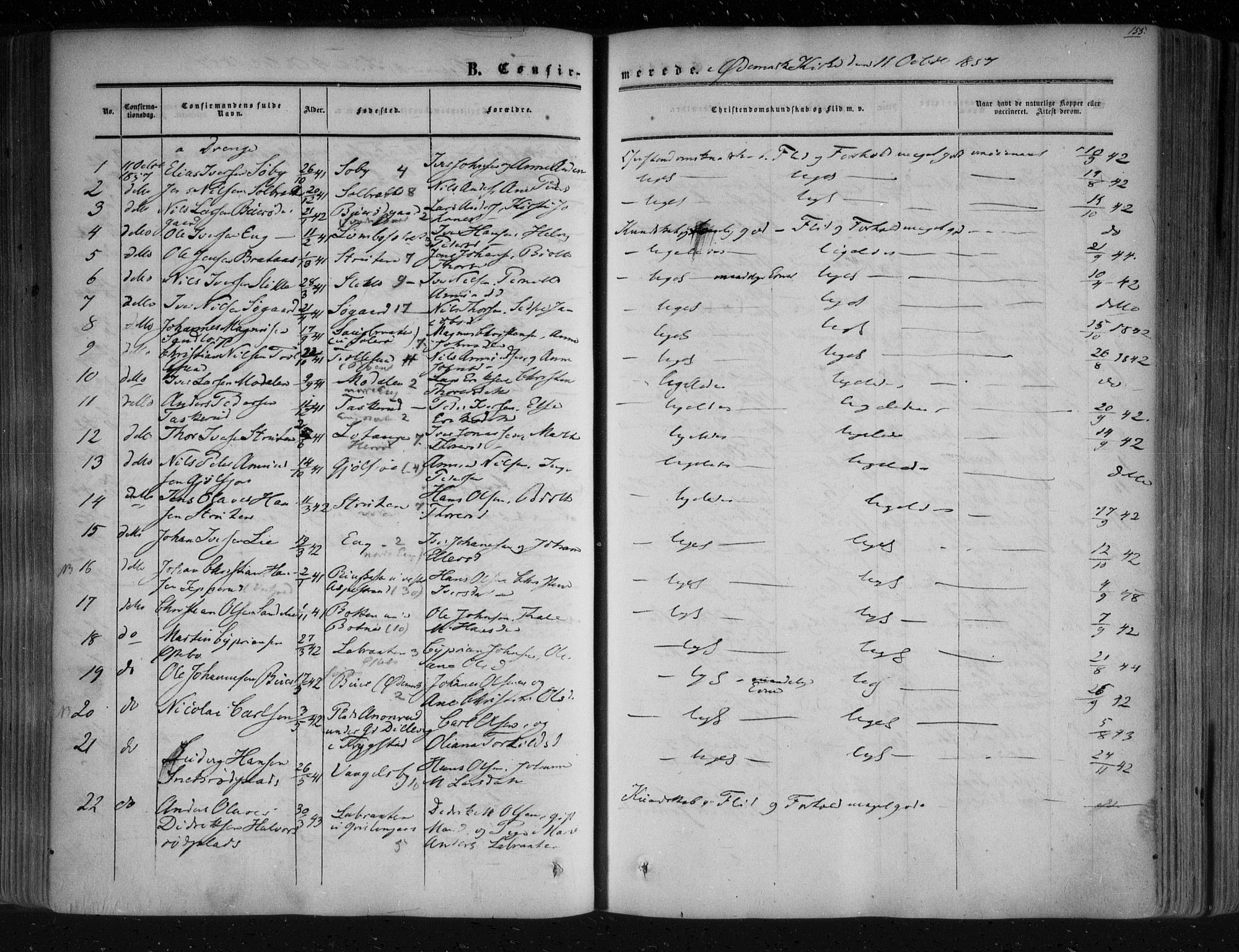 Aremark prestekontor Kirkebøker, AV/SAO-A-10899/F/Fc/L0003: Parish register (official) no. III 3, 1850-1865, p. 155