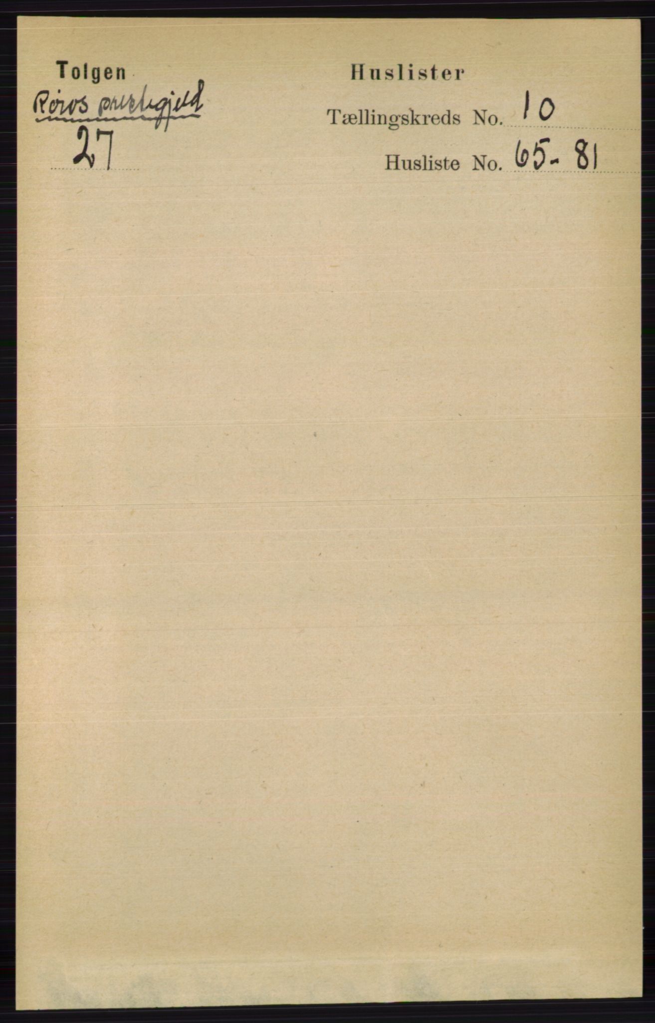 RA, 1891 census for 0436 Tolga, 1891, p. 3027