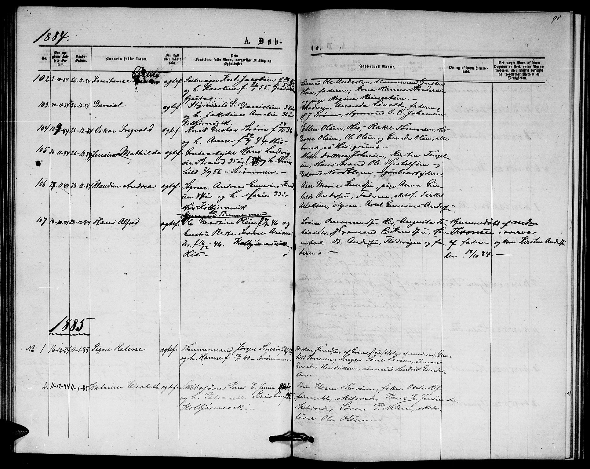 Hisøy sokneprestkontor, AV/SAK-1111-0020/F/Fb/L0002: Parish register (copy) no. B 2, 1873-1885, p. 95