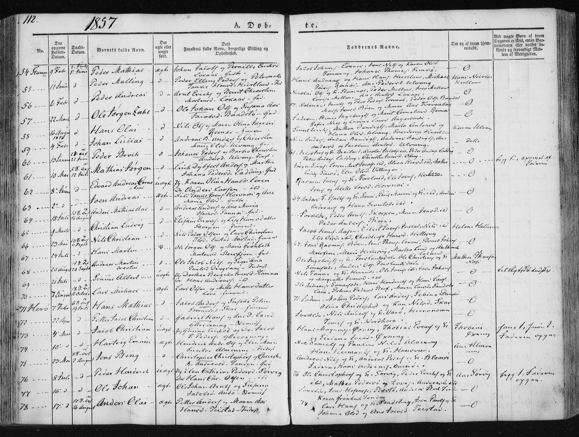 Ministerialprotokoller, klokkerbøker og fødselsregistre - Nordland, AV/SAT-A-1459/830/L0446: Parish register (official) no. 830A10, 1831-1865, p. 112