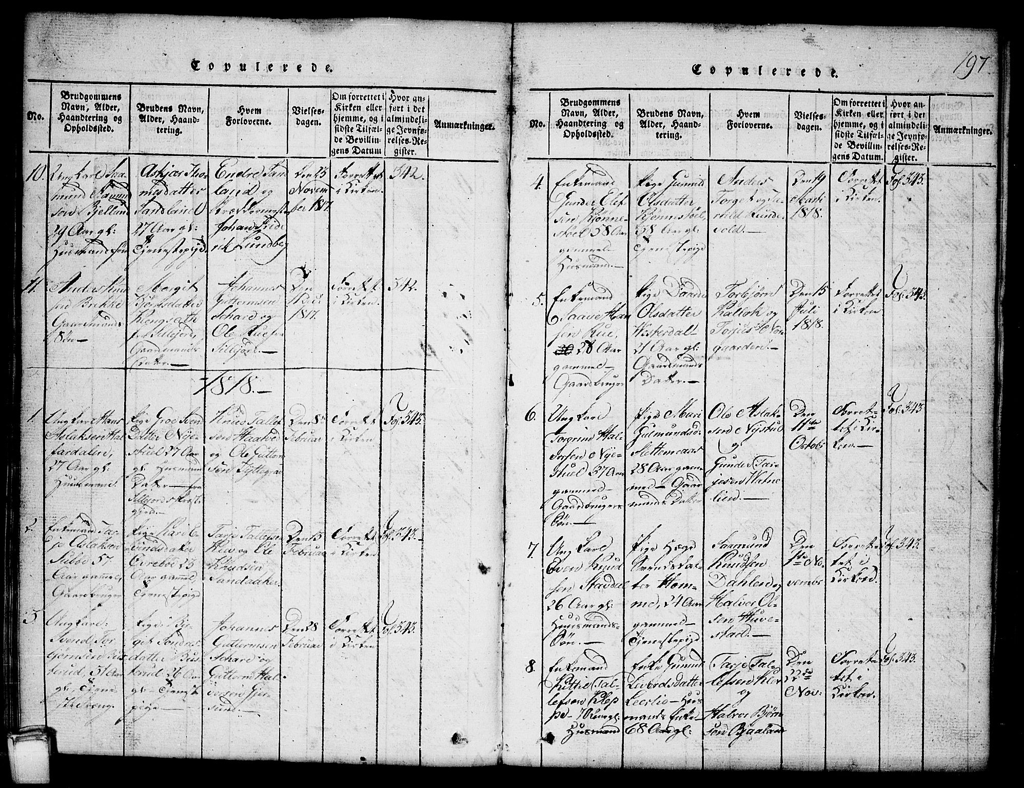 Kviteseid kirkebøker, SAKO/A-276/G/Gb/L0001: Parish register (copy) no. II 1, 1815-1842, p. 197
