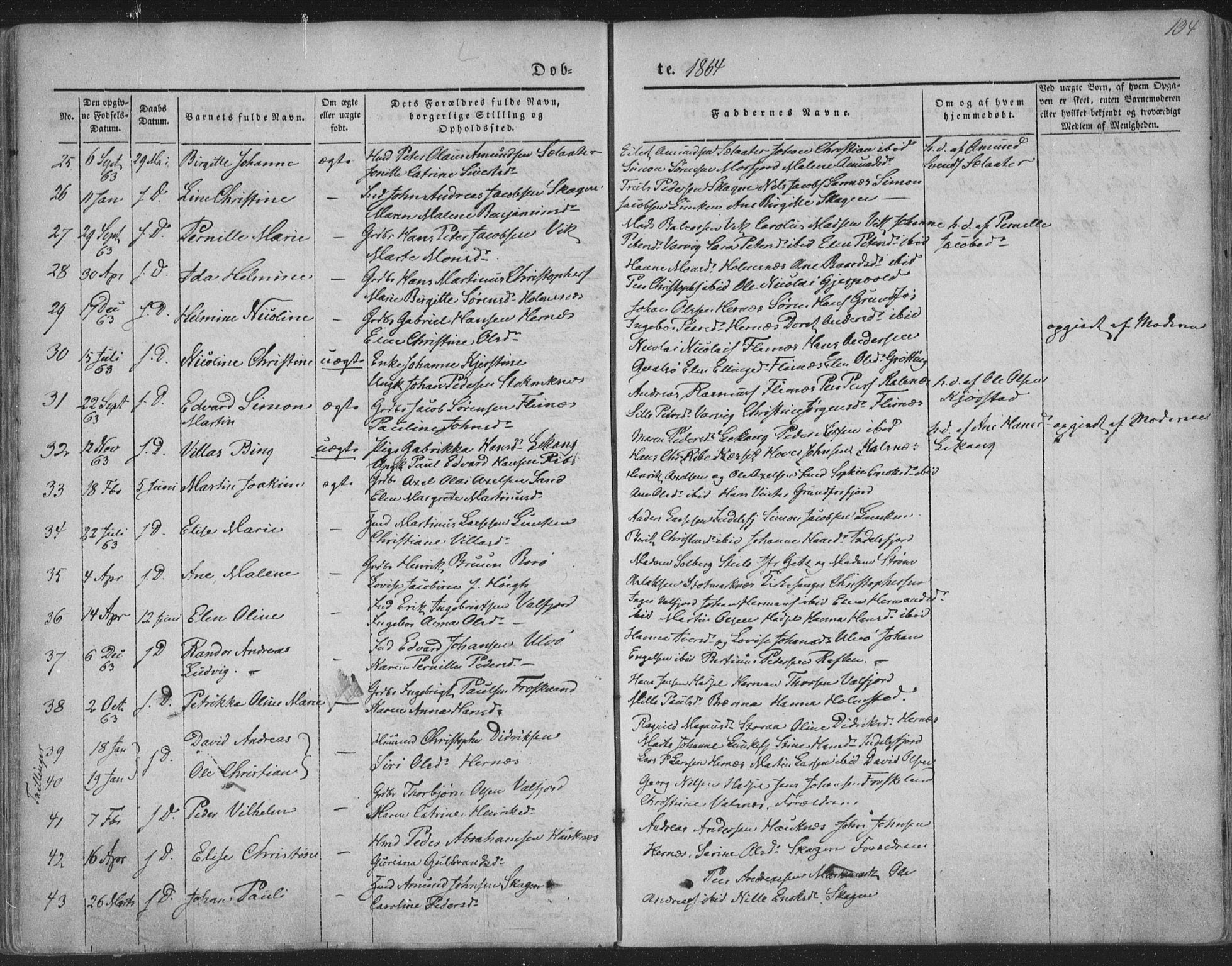 Ministerialprotokoller, klokkerbøker og fødselsregistre - Nordland, SAT/A-1459/888/L1241: Parish register (official) no. 888A07, 1849-1869, p. 104