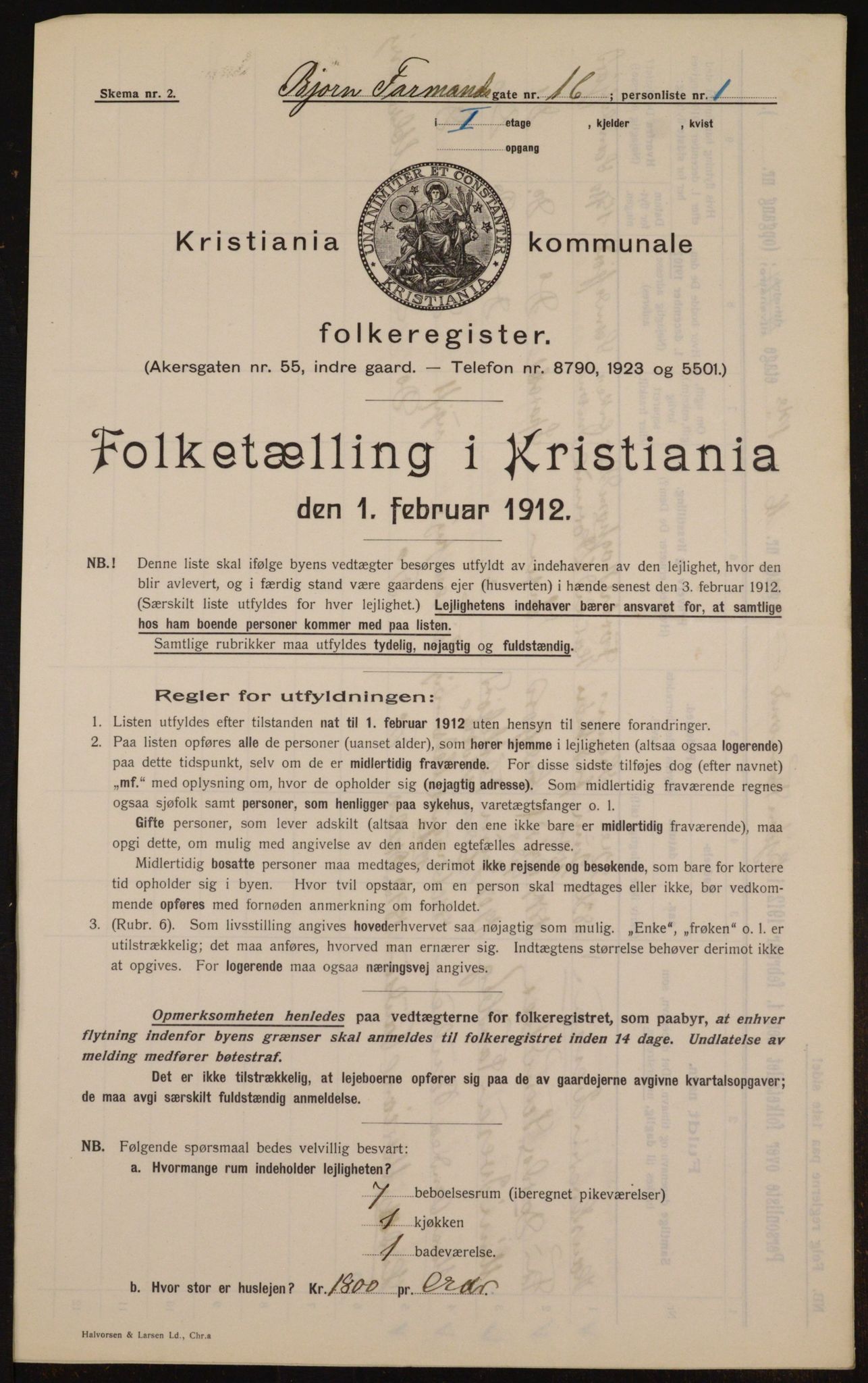 OBA, Municipal Census 1912 for Kristiania, 1912, p. 6566