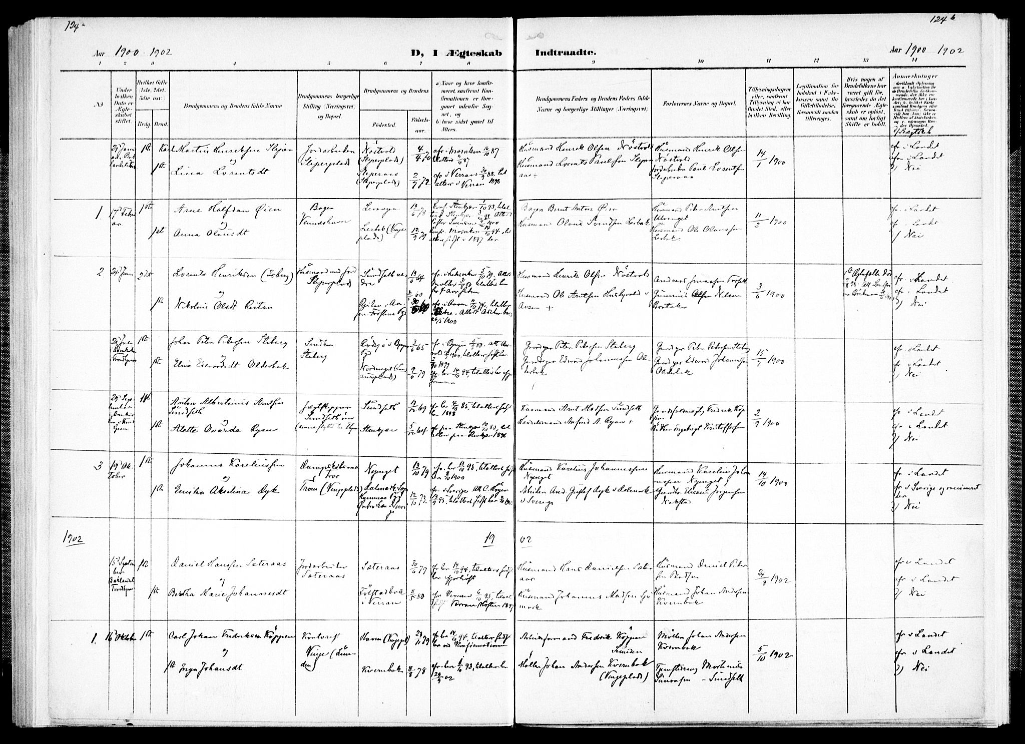 Ministerialprotokoller, klokkerbøker og fødselsregistre - Nord-Trøndelag, SAT/A-1458/733/L0325: Parish register (official) no. 733A04, 1884-1908, p. 124b